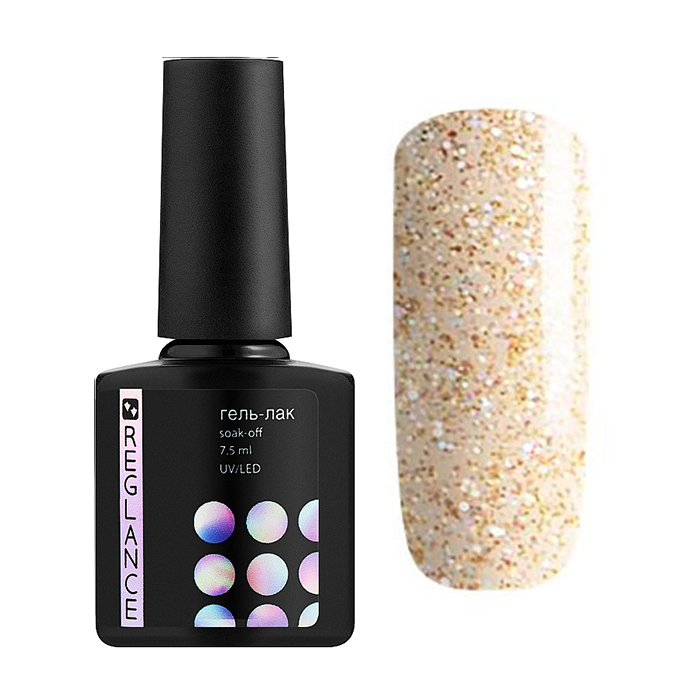 

Гель-лак для нігтів Reglance Gel Polish 176 Золотистий з різнокольоровим глітером, 7.5 мл