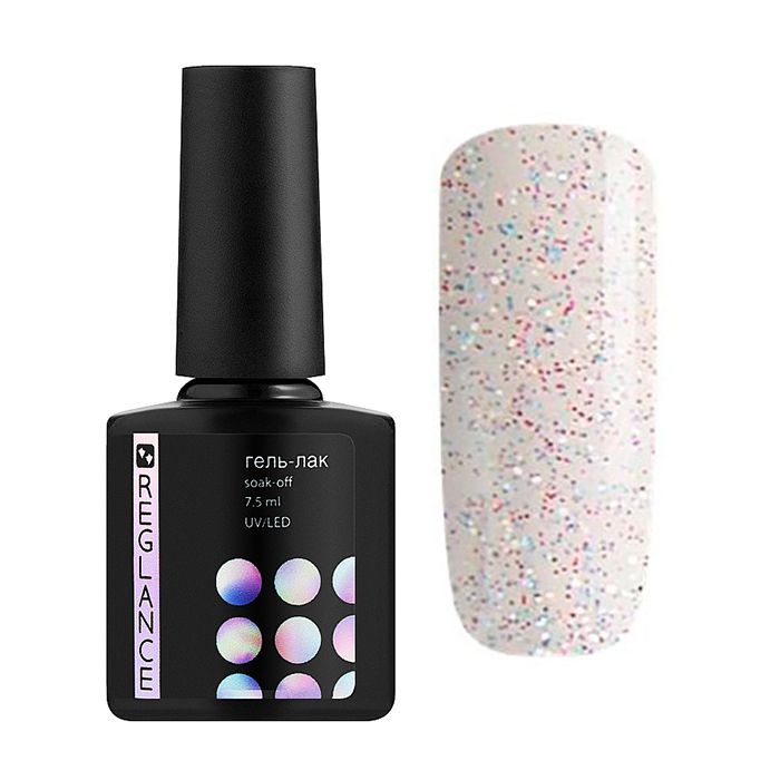 

Уцінка! Гель-лак для нігтів Reglance Gel Polish 177 Ніжно-рожевий з різнокольоровим глітером, 7.5 мл