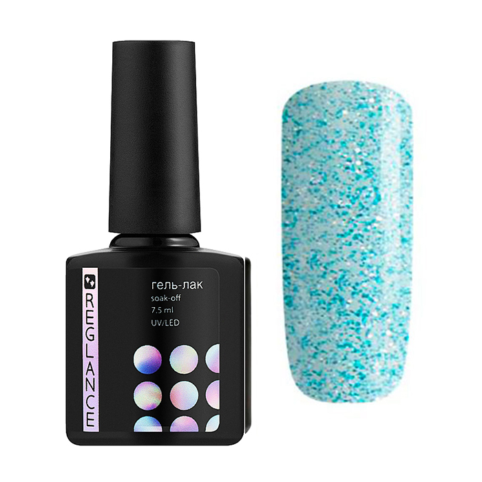 

Уцінка! Гель-лак для нігтів Reglance Gel Polish 180 Блакитний з різнокольоровим глітером, 7.5 мл