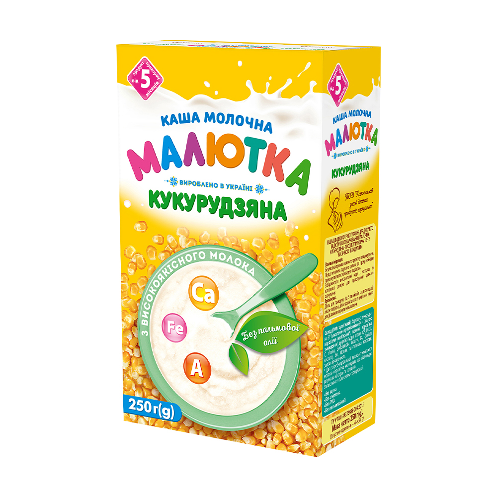 

Уцінка! Дитяча молочна каша Малютка Кукурудзяна, від 5 місяців, 250 г