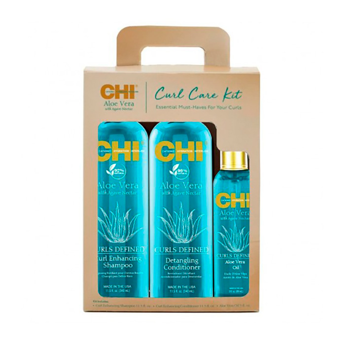 

Набір для волосся CHI Aloe Vera Curl Care (шампунь, 340 мл + кондиціонер, 340 мл + олія, 89 мл)