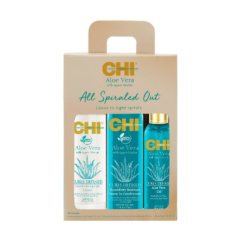 

Уцінка! Набір для волосся CHI Aloe Vera All Spiraled Out (крем, 147 мл + кондиціонер, 177 мл + олія, 89 мл)