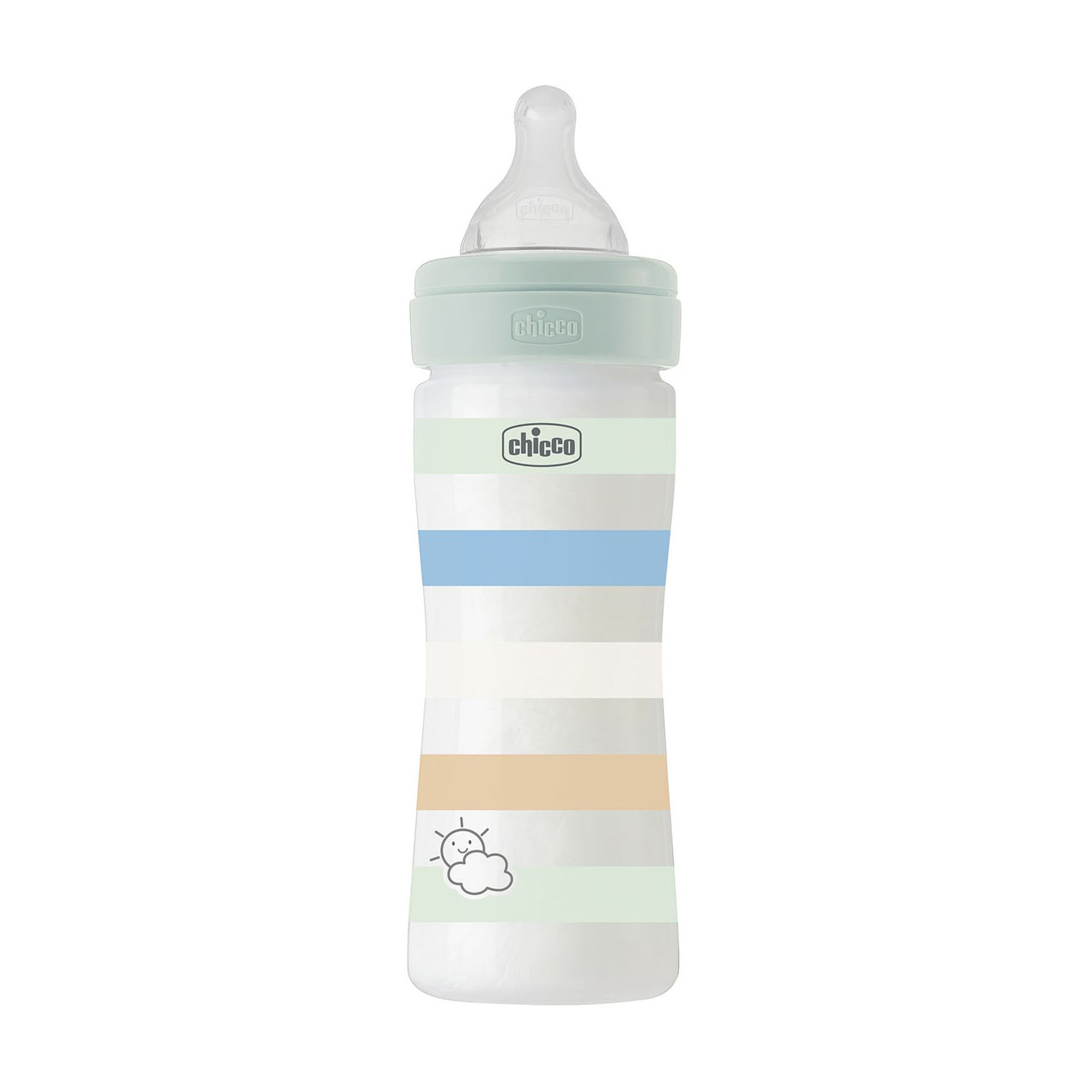 

Уцінка! Дитяча пластикова пляшечка для годування Chicco Well-Being Colors з силіконовою соскою, середній потік, від 2 місяців, м`ятна, 250 мл (28623.21)