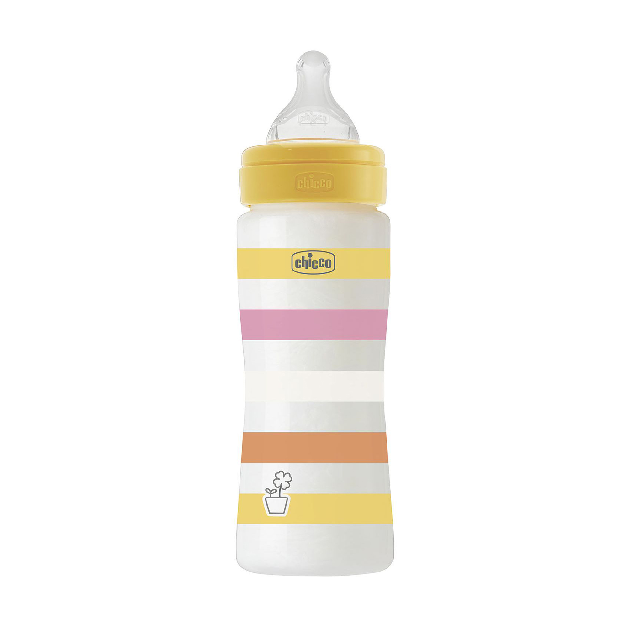 

Дитяча пластикова пляшечка для годування Chicco Well-Being Colors з силіконовою соскою, швидкий потік, від 4 місяців, жовта, 330 мл (28637.11)