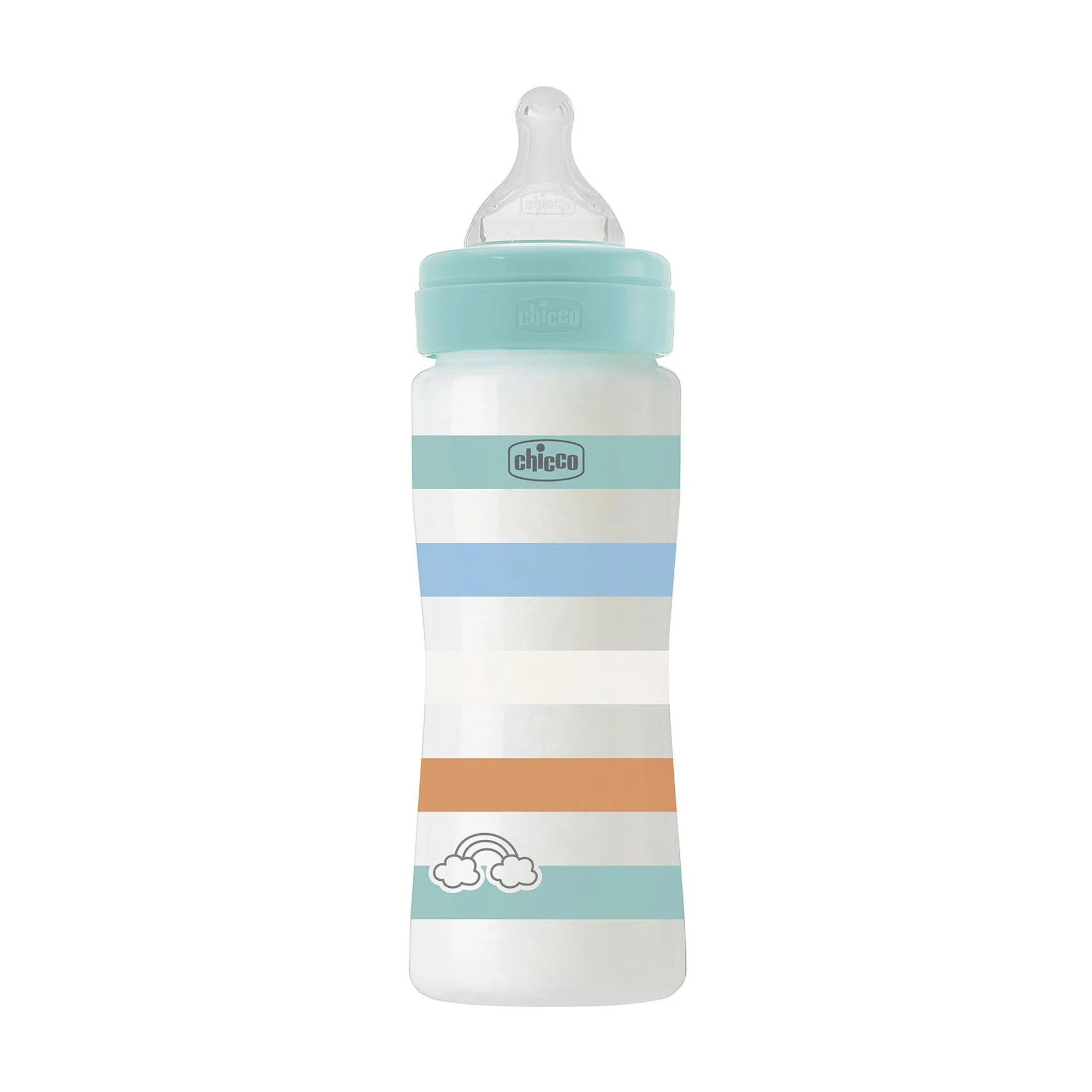 

Дитяча пластикова пляшечка для годування Chicco Well-Being Colors з силіконовою соскою, швидкий потік, від 4 місяців, м'ятна, 330 мл (28637.21)