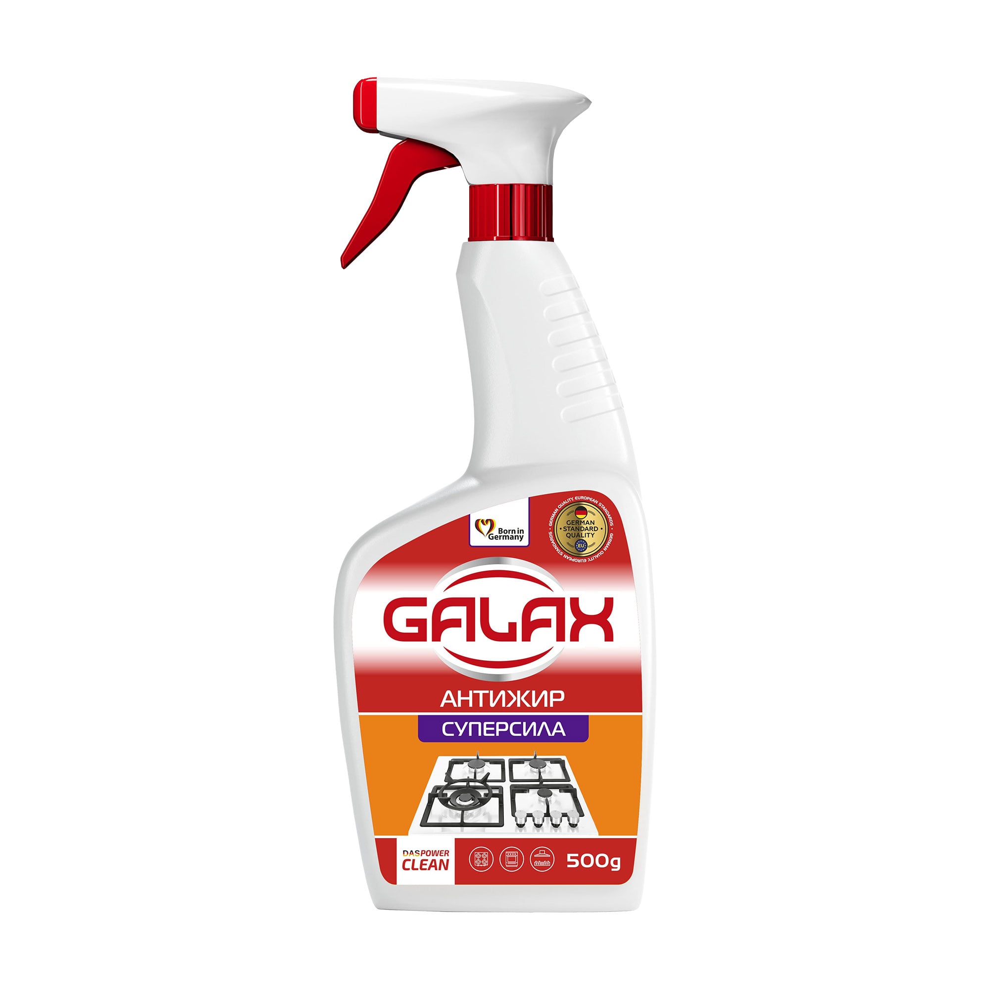 

Засіб для видалення жиру з кухонних поверхонь Galax Das Power Clean з розпилювачем, 500 г