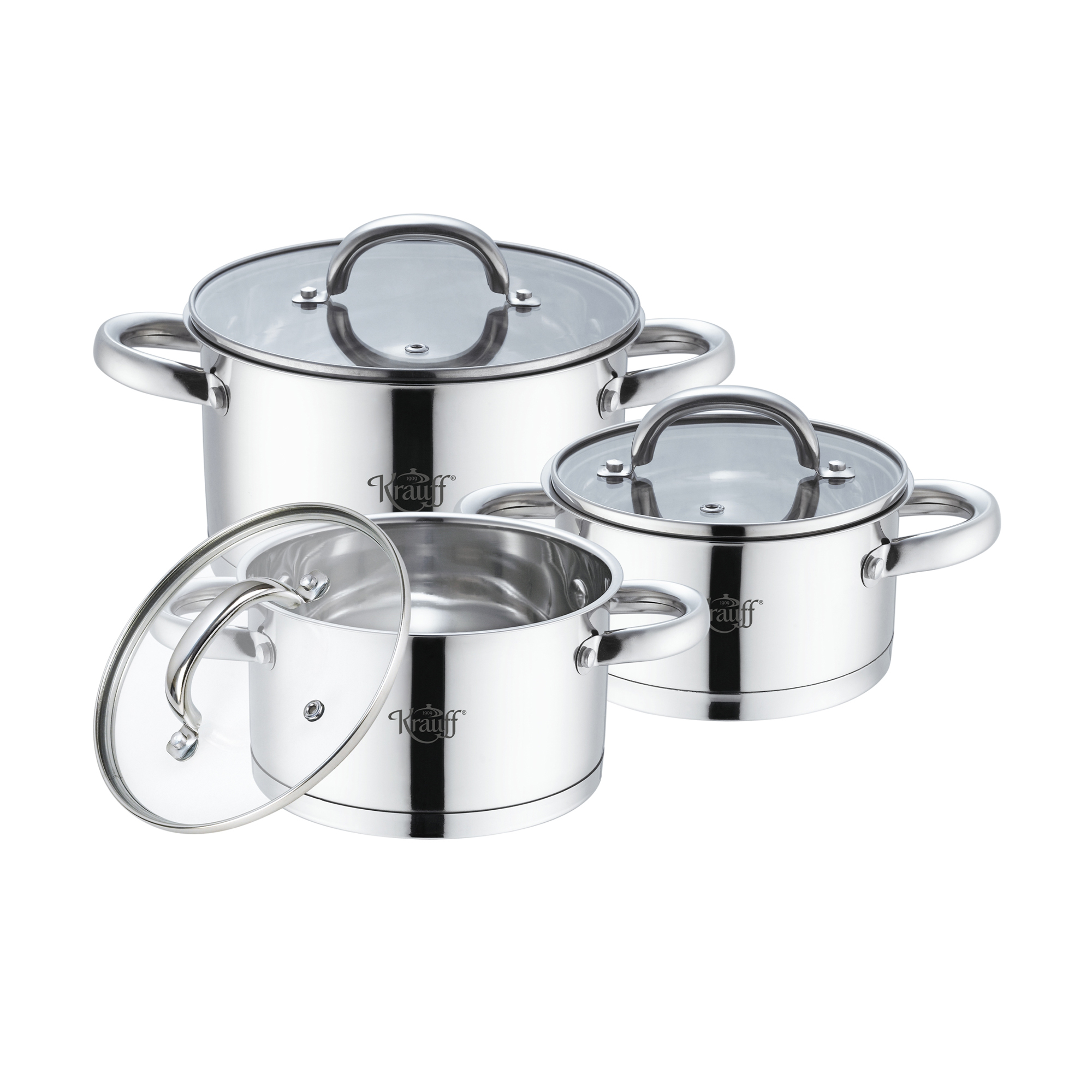 

Набір каструль Krauff Mastery (каструля з кришкою, 1.8 л + каструля з кришкою, 2.6 л + каструля з кришкою, 3.6 л) (26-242-043)