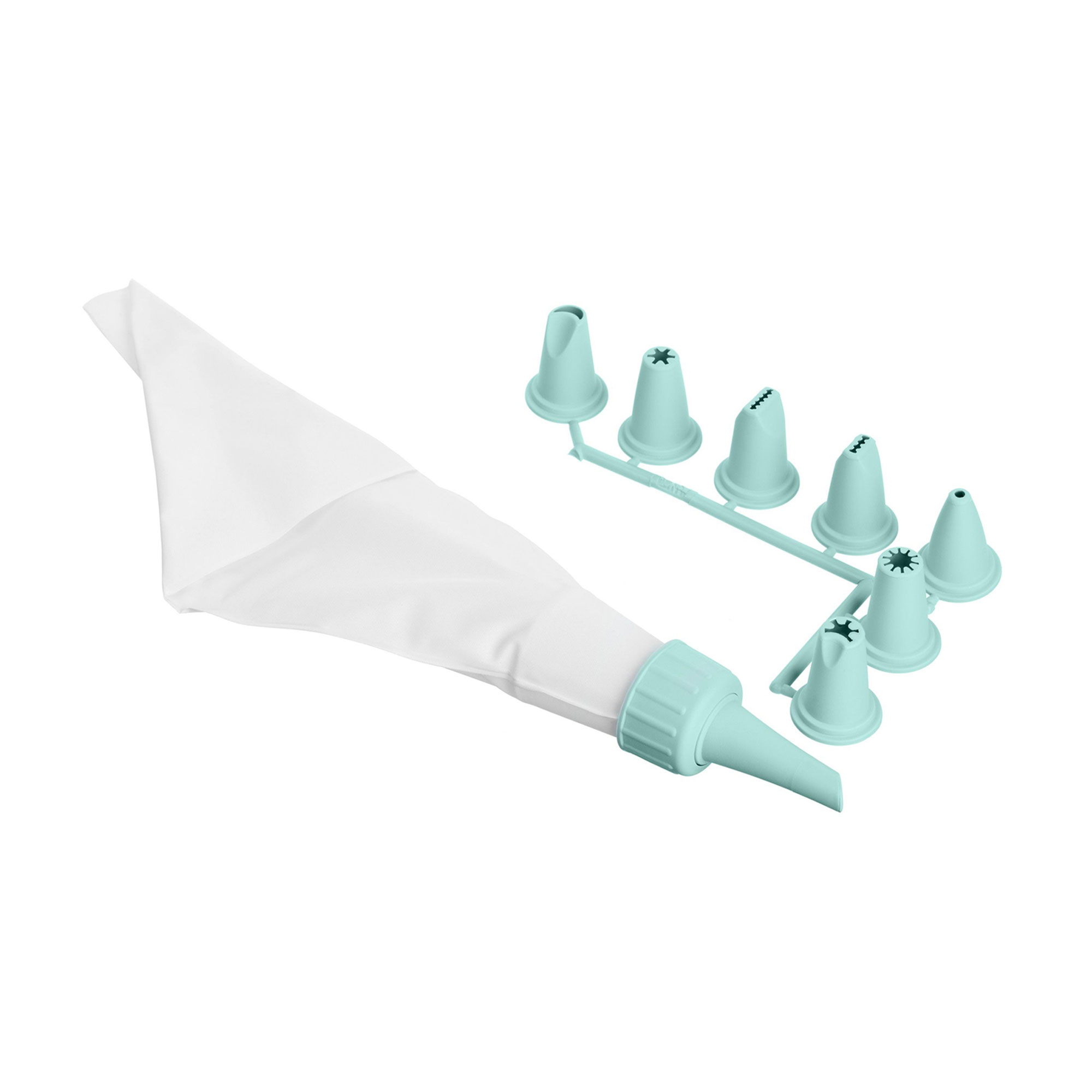 

Мішок кондитерський з насадками Ardesto Tasty Baking пластиковий, блакитний тіффані (AR2307TP)