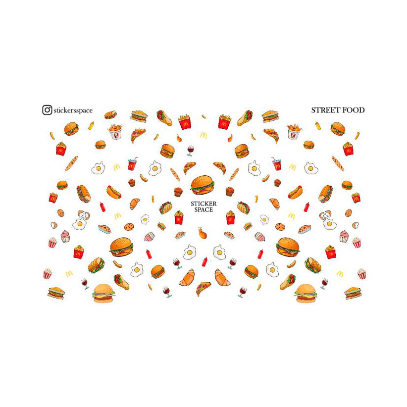 

Наліпки для дизайну нігтів StickersSpace Street Food Standart (20012)