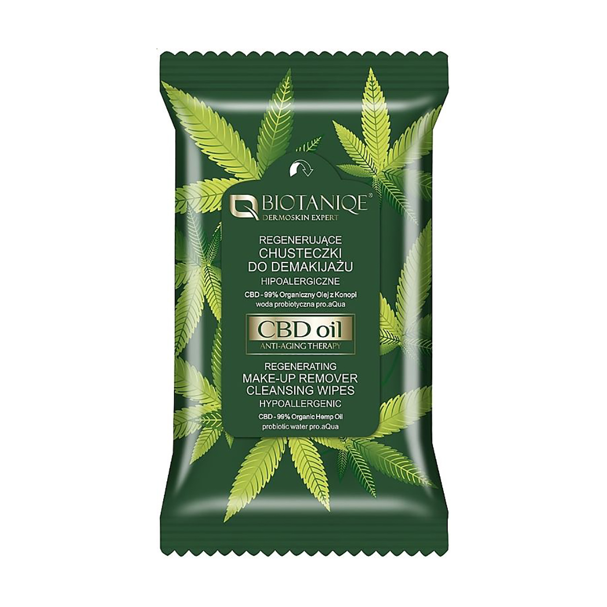 

Уцінка! Вологі серветки для зняття макіяжу Biotaniqe CBD Oil Regenerating Make-Up Remover Cleansing Wipes, 20 шт