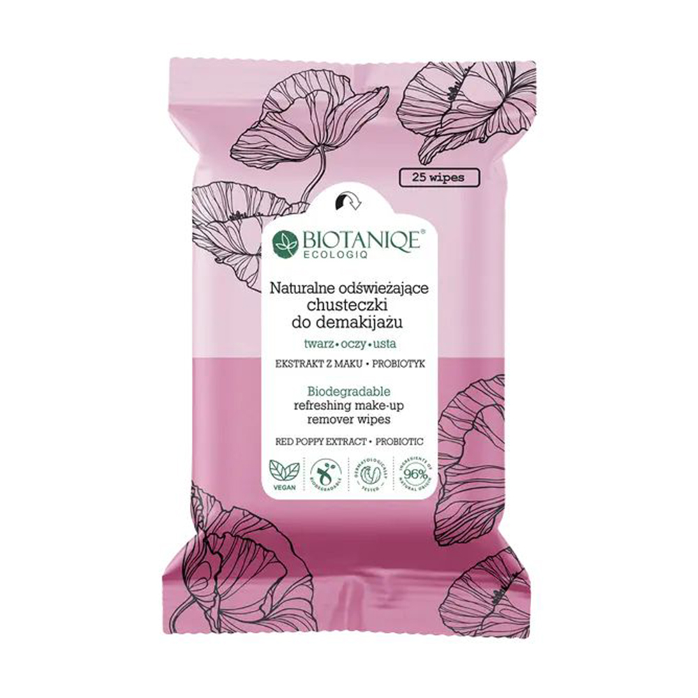 

Уцінка! Вологі серветки для зняття макіяжу Biotaniqe Ecologiq Refreshing Make-Up Remover Wipes освіжальні, 25 шт