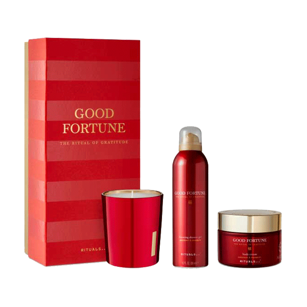 

Набір Rituals The Ritual of Gratitude Good Fortune (свічка, 290 г + крем для тіла, 200 мл + пінка для душу, 200 мл)