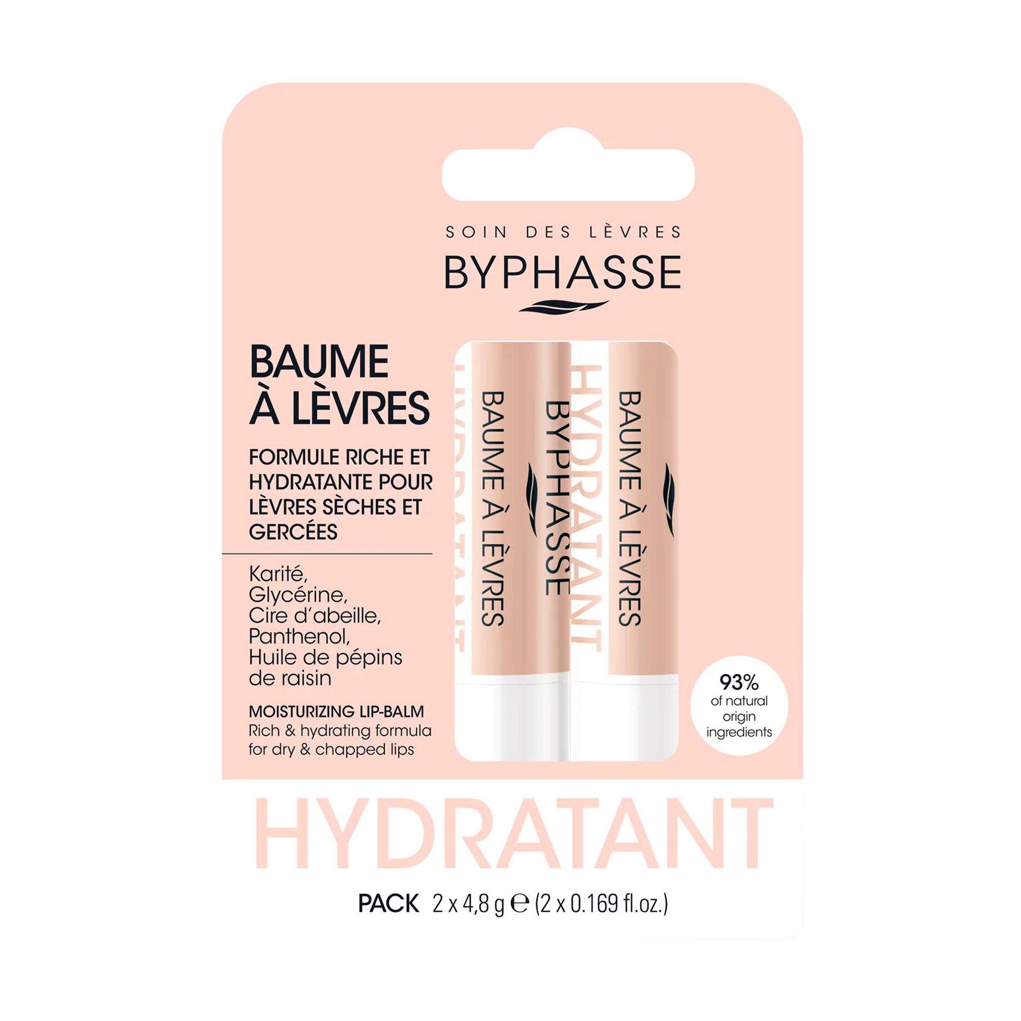 

Зволожувальний бальзам для губ Byphasse Baume A Levres Hydratant, 2*4.8 г