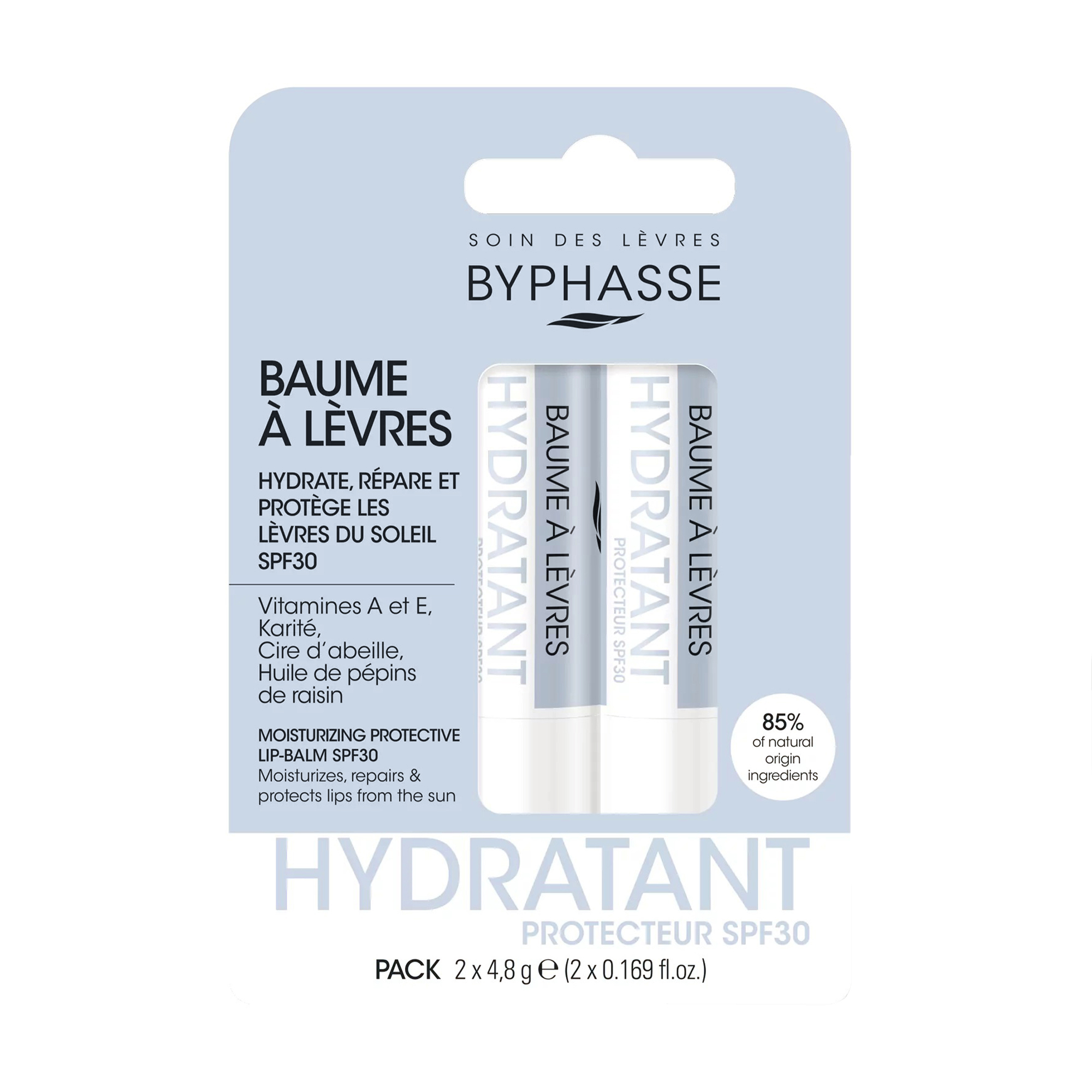 

Захистний бальзам для губ Byphasse Baume A Levres Protecteur SPF 30, 2*4.8 г