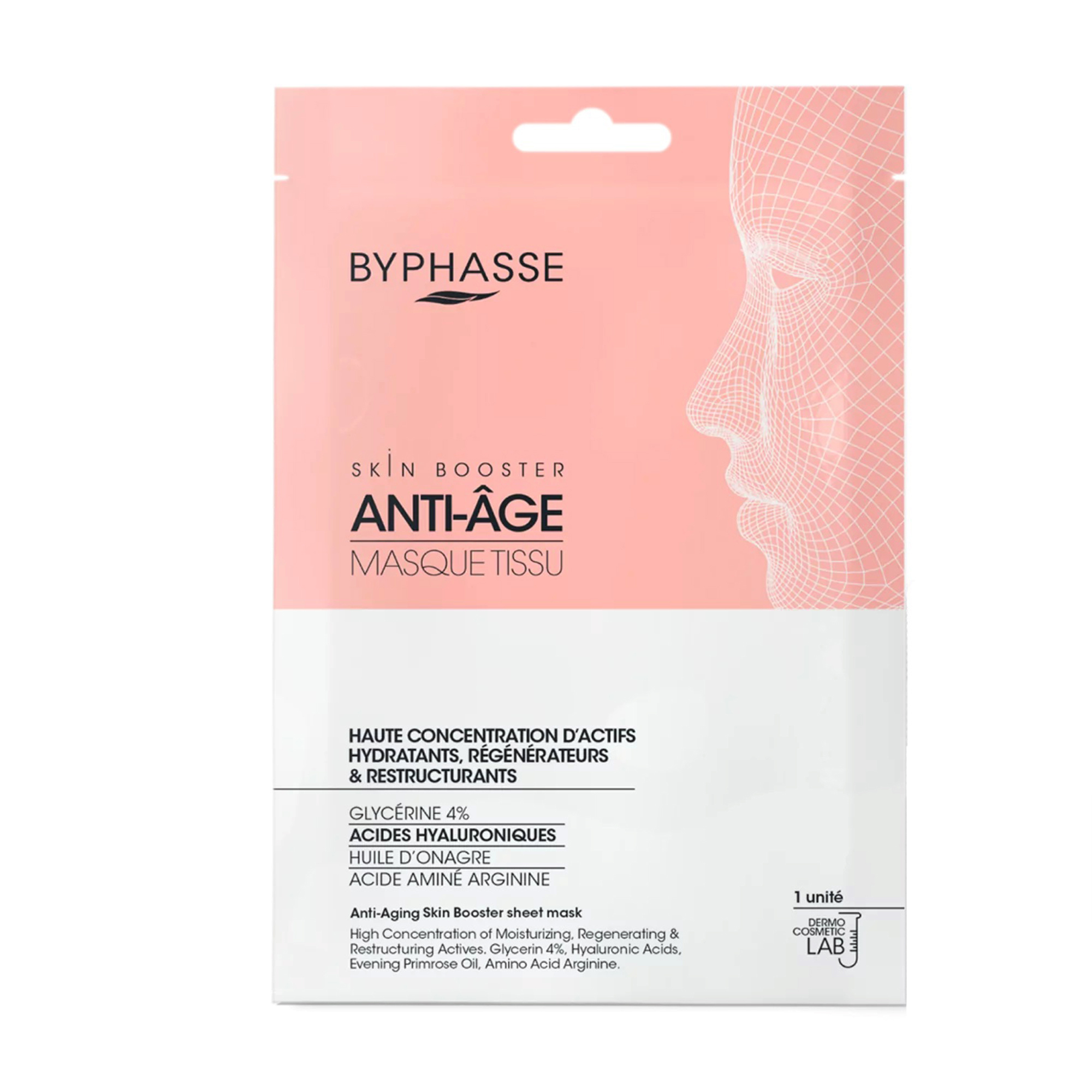 

Антивікова тканинна маска для обличчя Byphasse Anti-Aging Skin Booster Sheet Mask, 18 мл
