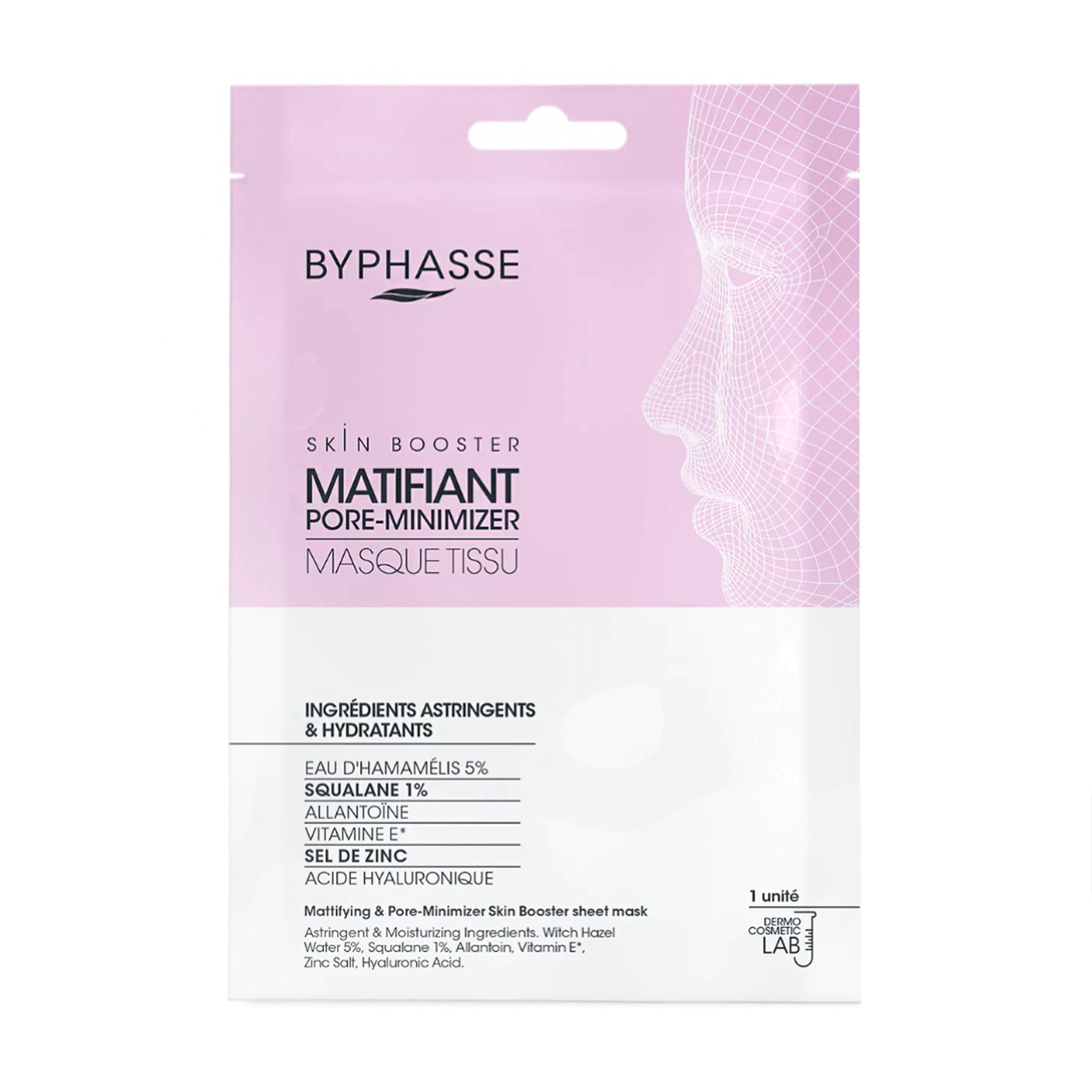 

Тканинна маска для звуження пор та матовості шкіри обличчя Byphasse Mattifying & Pore-Minimizer Skin Booster Sheet Mask, 18 мл