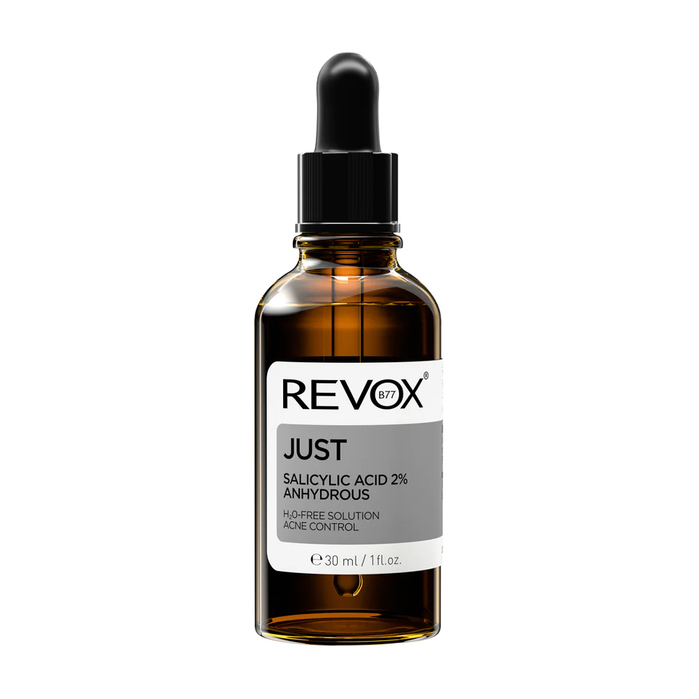 

Пілінг для обличчя та шиї Revox B77 Just Salicylic Acid 2% Anhydrous H2O-Free Solution Acne Control з саліциловою кислотою 2%, безводний, 30 мл
