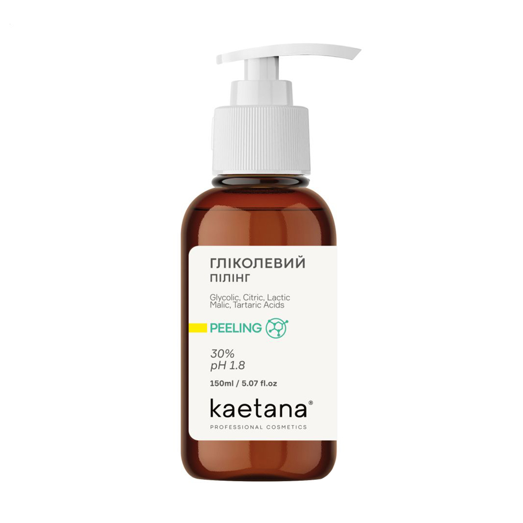 

Уцінка! Гліколевий пілінг для обличчя Kaetana Peeling кислотність 30% рН 1.8, від акне та пост акне, гіперпігментації, фотостаріння, 150 мл