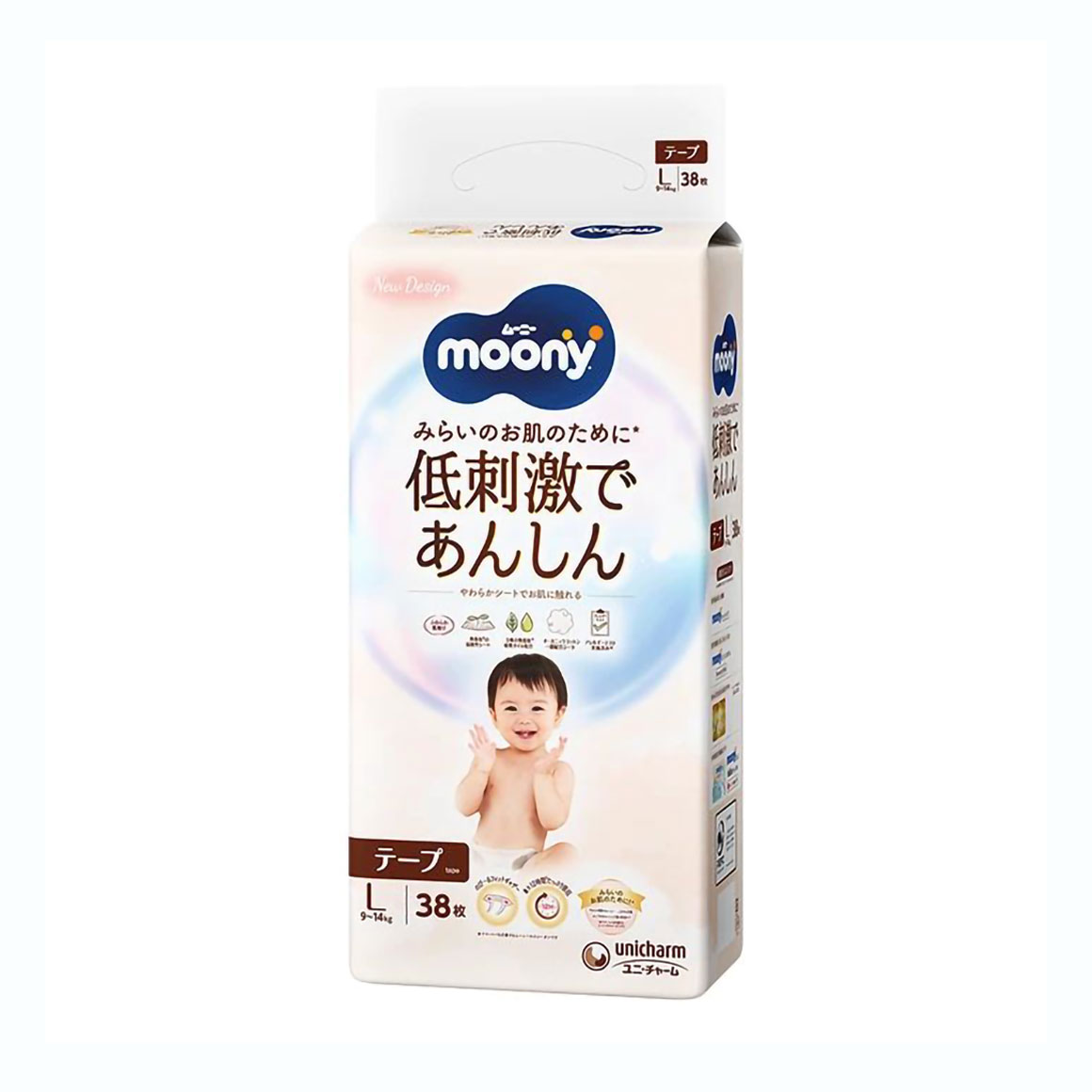 

Підгузки Moony Natural розмір L (9-14 кг), 38 шт