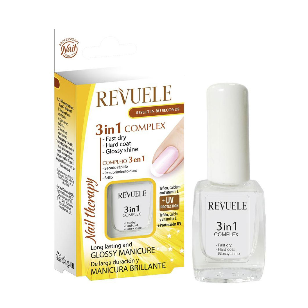 

Комплекс 3 в 1 для нігтів Revuele Nail Therapy Сушка, покриття, блиск, 10 мл