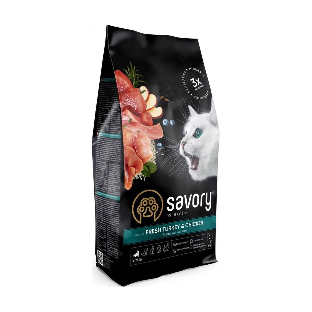 

Сухий корм для кошенят Savory Kitten Fresh Turkey & Chicken з свіжим м'ясом індички та курки, 2 кг
