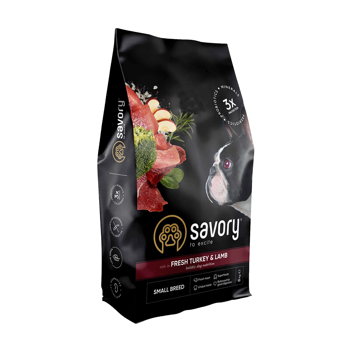 

Сухий корм для собак малих порід Savory Small Breed Fresh Turkey & Lamb з свіжим м'ясом індички та ягня, 8 кг