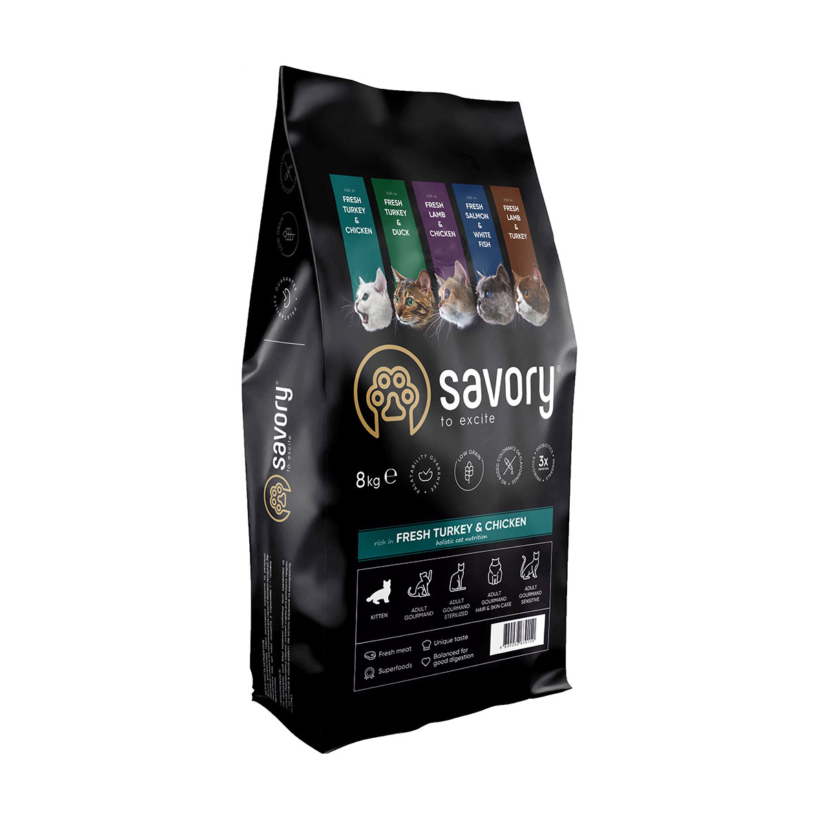 

Сухий корм для кошенят Savory Kitten Fresh Turkey & Chicken з свіжим м'ясом індички та курки, 8 кг