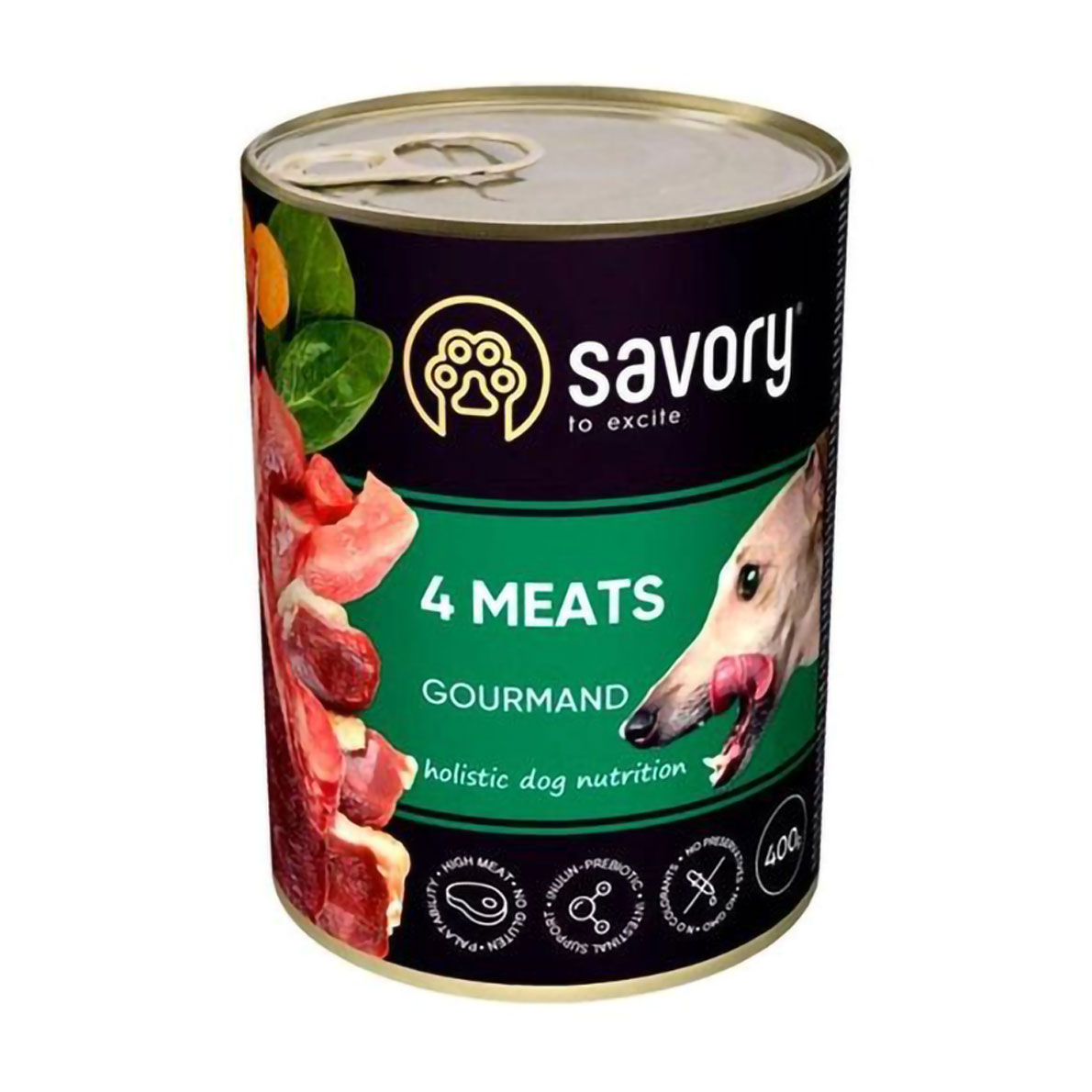

Вологий корм для дорослих собак Savory Gourmand 4 види м'яса, 400 г