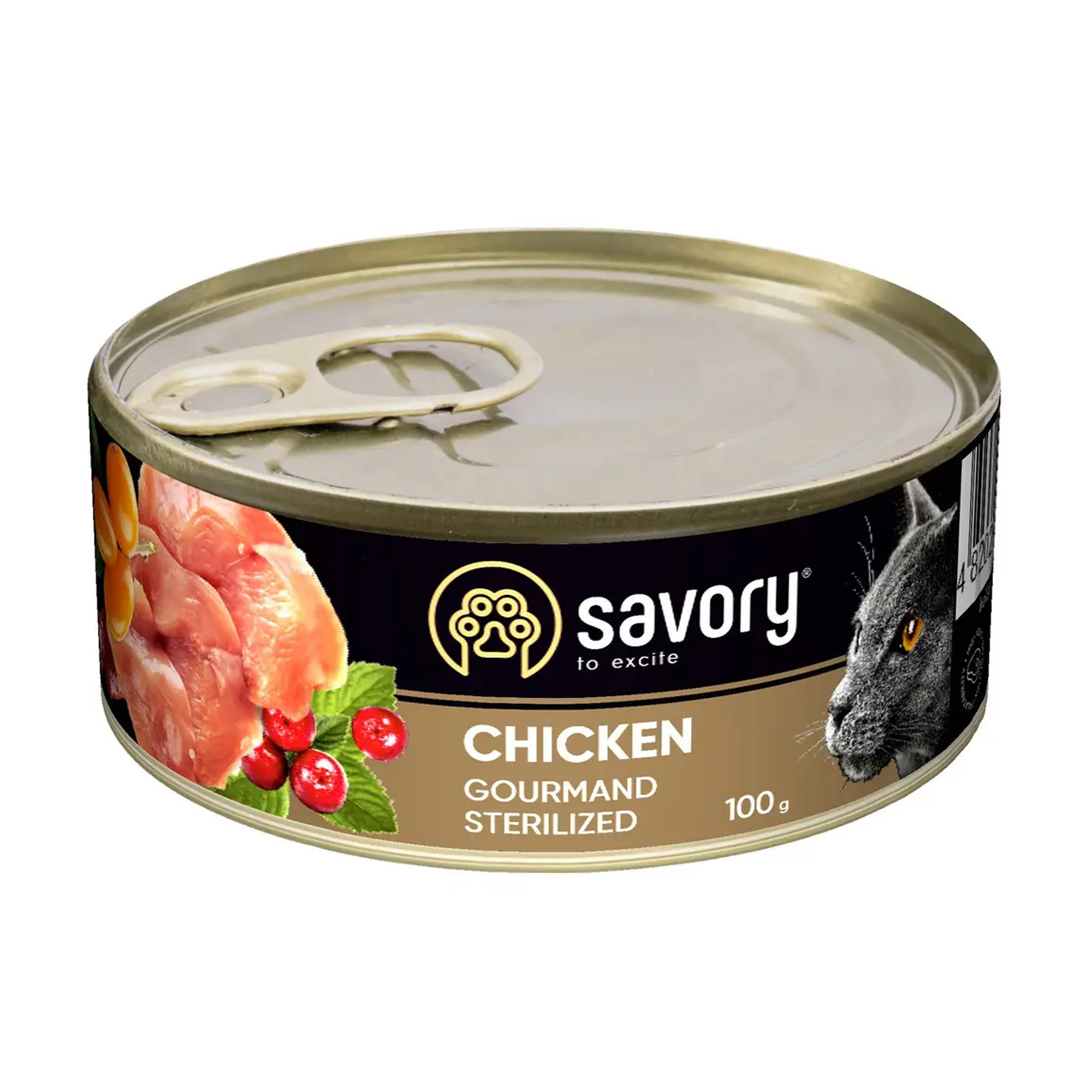 

Вологий корм для стерилізованих кішок Savory Cat Can Adult Sterilised з куркою, 100 г
