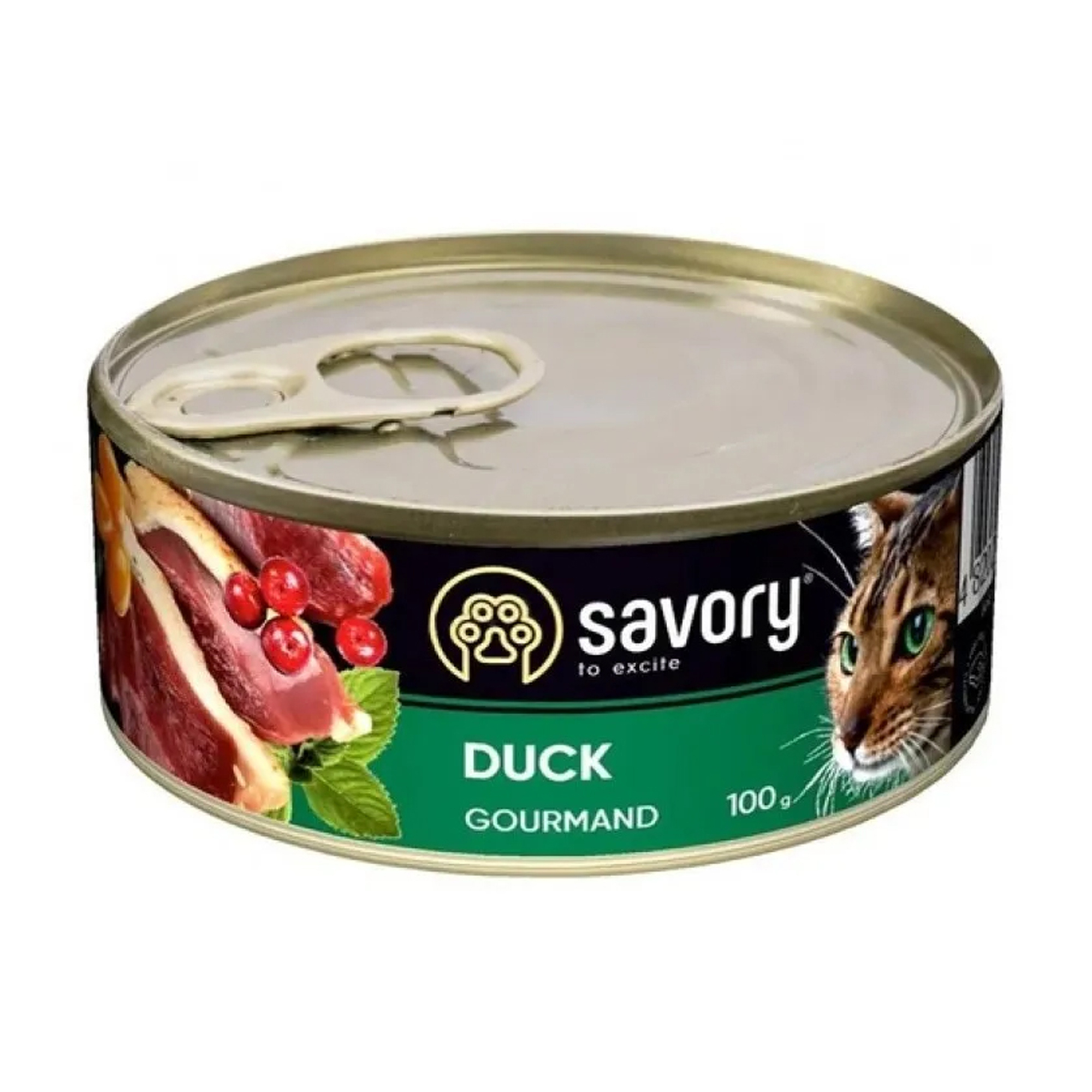 

Вологий корм для вибагливих кішок Savory Cat Can Adult з качкою, 100 г