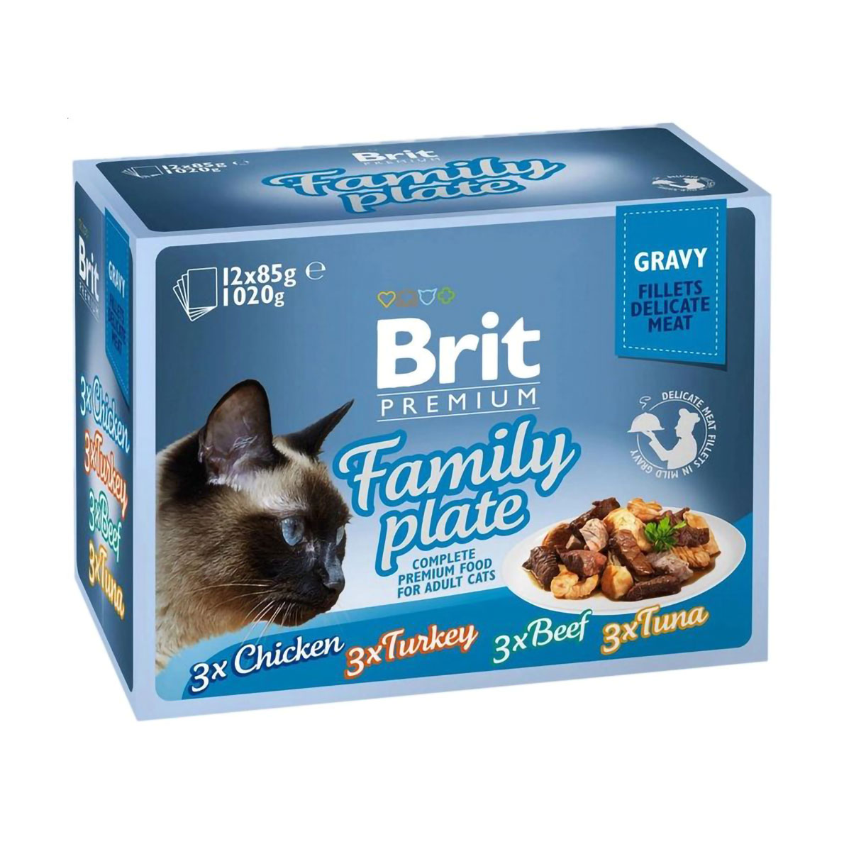 

Набір паучів для кішок Brit Premium Сімейна тарілка в соусі, 12*85 г