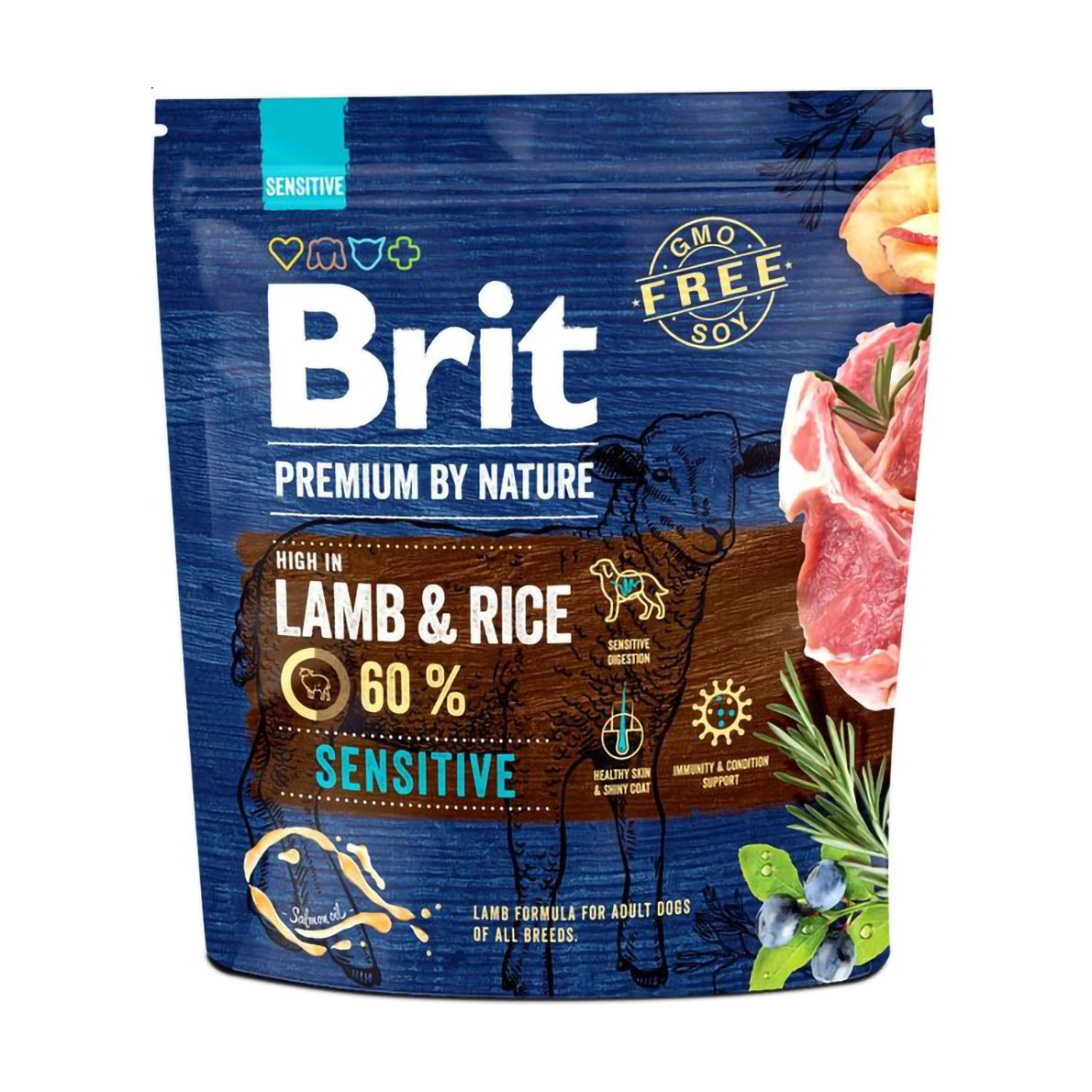 

Сухий корм для собак з чутливим травленням Brit Premium by Nature Sensitive з ягням та рисом, 1 кг