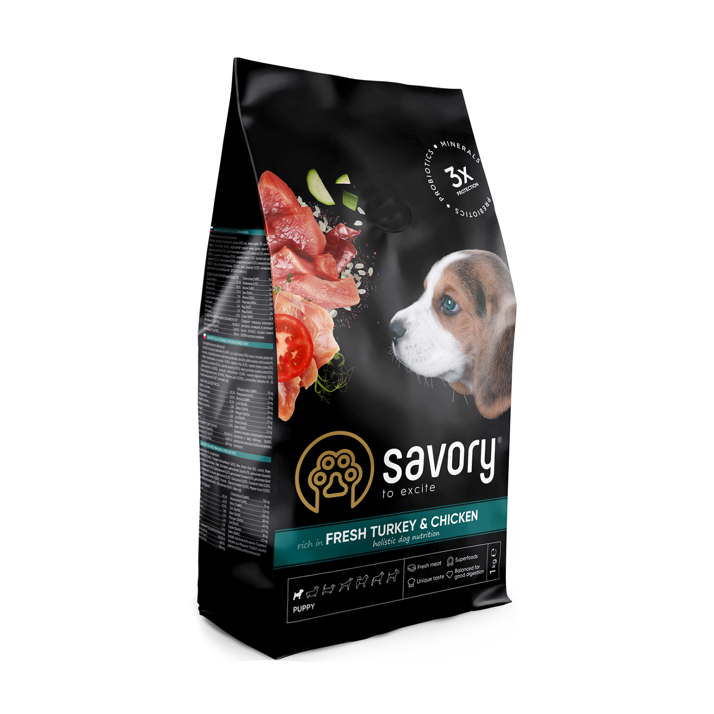 

Уцінка! Сухий корм для цуценят Savory Puppy Fresh Turkey & Chicken з свіжим м`ясом індички та курки, 1 кг