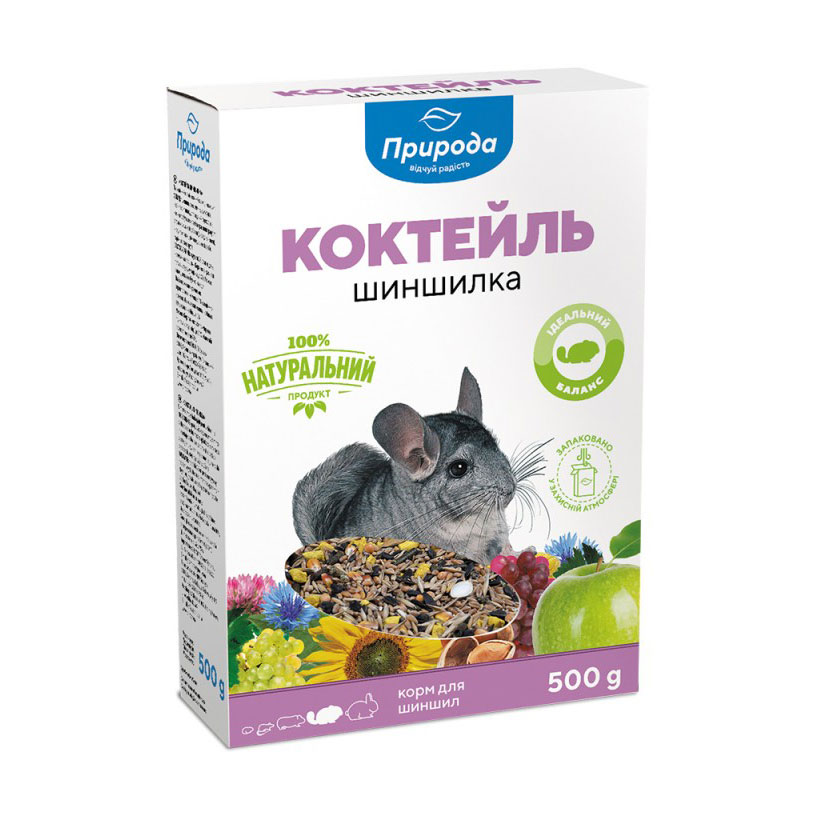 

Корм для декоративних гризунів Природа Коктейль Шиншилка, 500 г