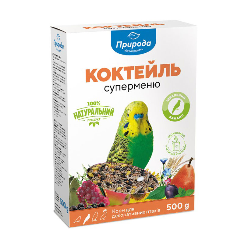 

Корм для декоративних птахів Природа Коктейль Суперменю, 500 г
