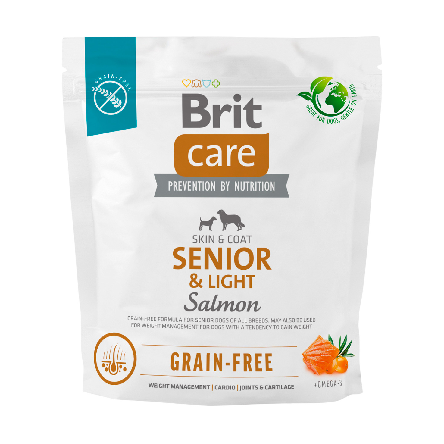 

Сухий корм для літніх собак Brit Care Senior & Light беззерновий, з лососем, 1 кг