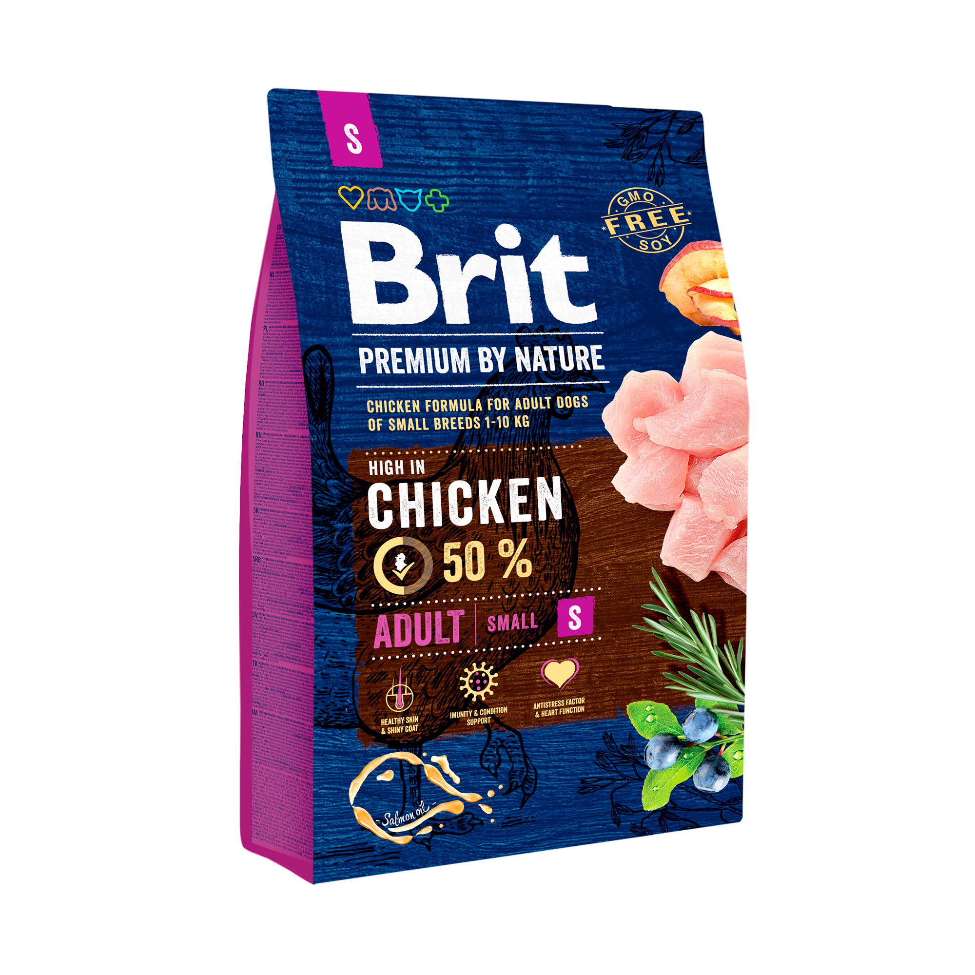 

Сухий корм для дорослих собак малих порід Brit Premium By Nature Adult S з куркою, 3 кг