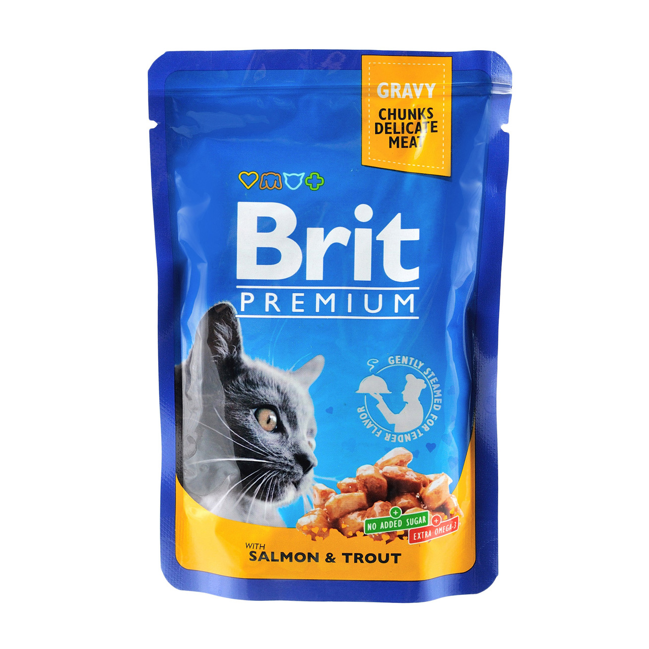 

Вологий корм для кішок всіх порід Brit Premium By Nature з лососем та фореллю, 100 г