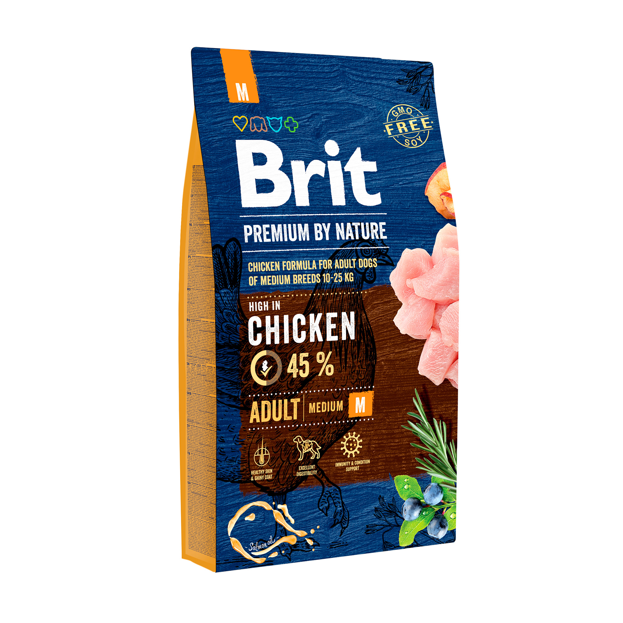 

Сухий корм для дорослих собак середніх порід Brit Premium By Nature Adult M з куркою, 8 кг