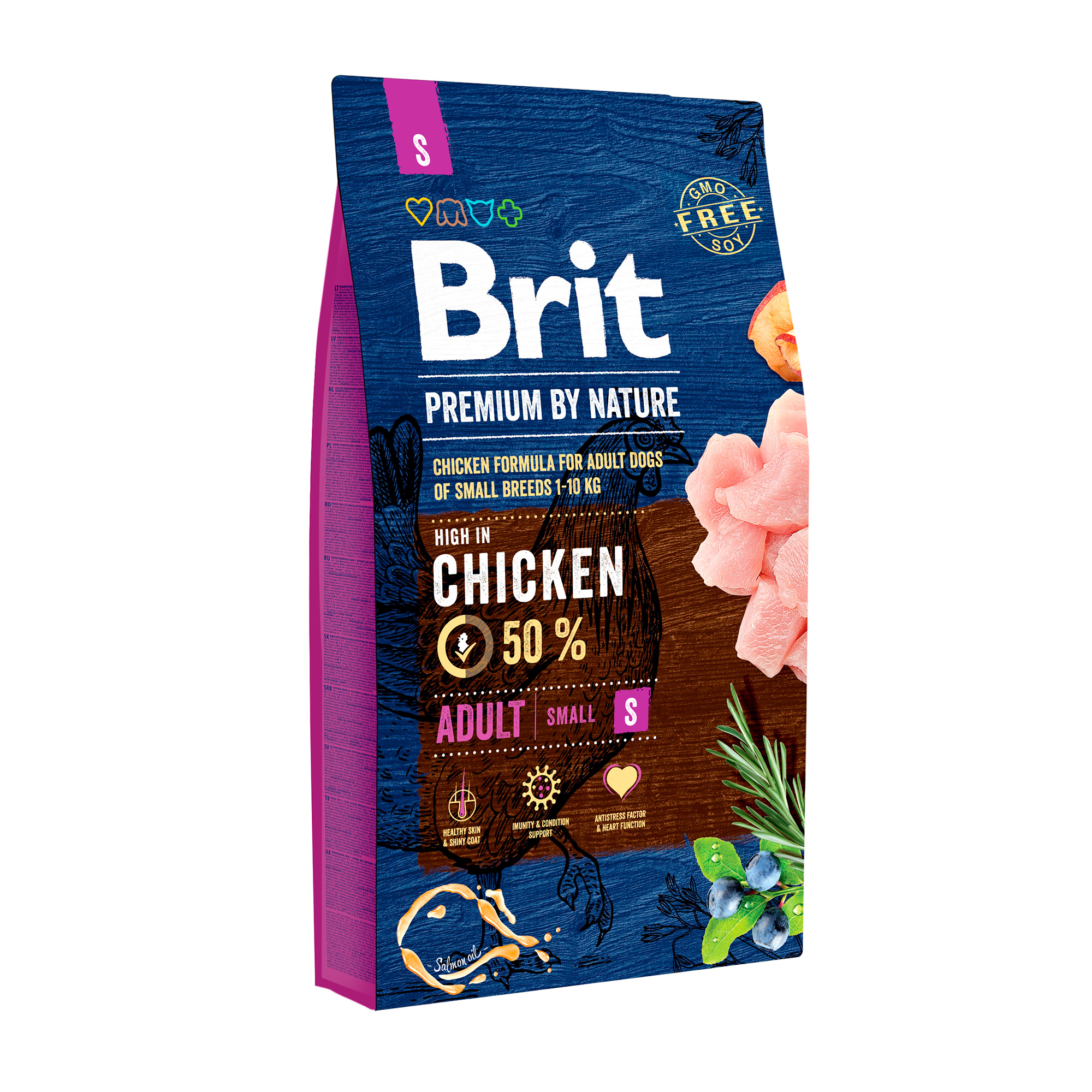 Уцінка! Сухий корм для дорослих собак малих порід Brit Premium By Nature Adult S з куркою, 8 кг