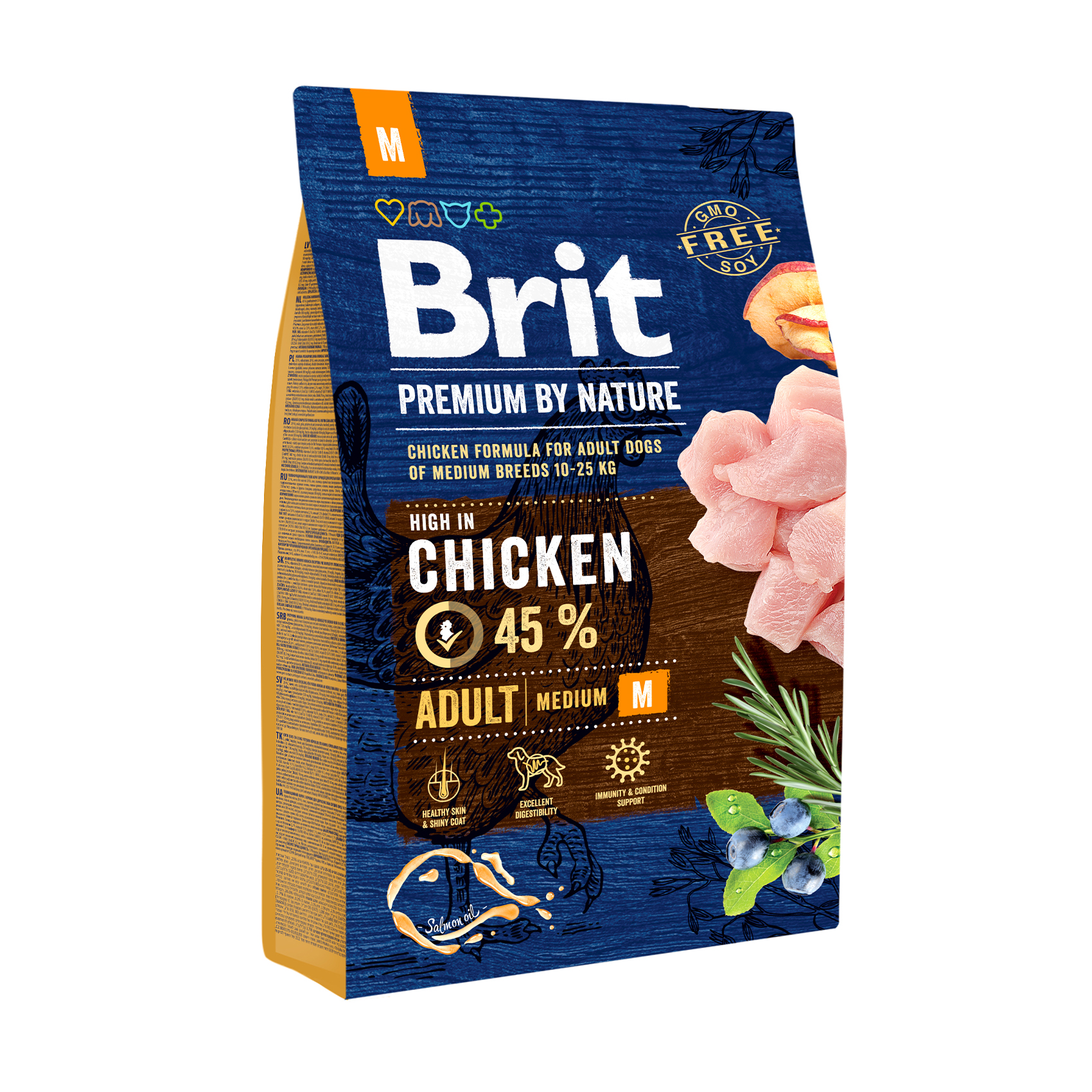 

Сухий корм для дорослих собак середніх порід Brit Premium By Nature Adult M з куркою, 3 кг