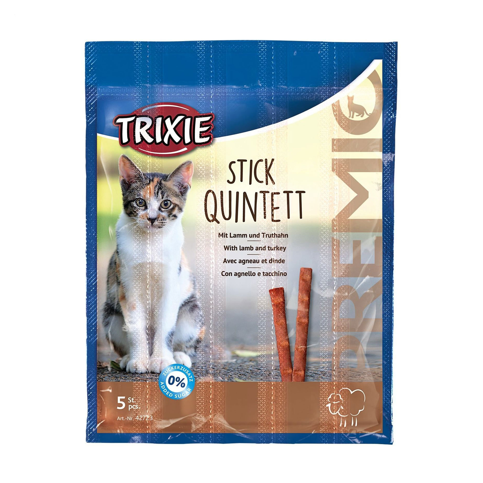 

Ласощі для кішок Trixie Stick Quintett з ягням та індичкою, 5*5 г