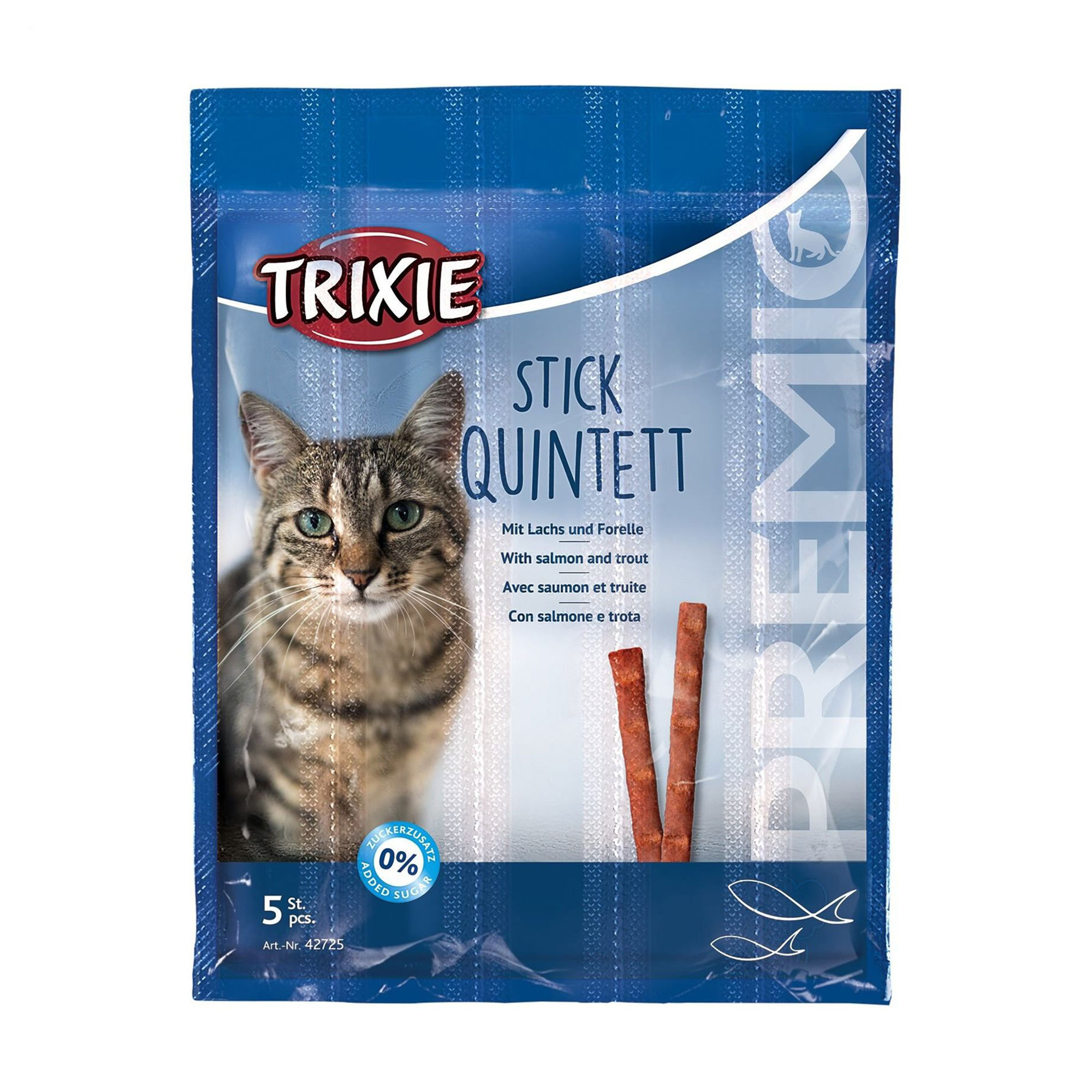 

Ласощі для кішок Trixie Stick Quintett з лососем та фореллю, 5*5 г