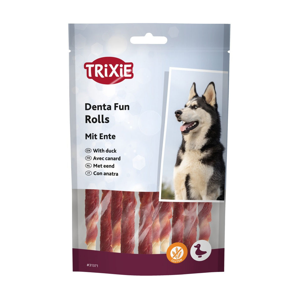 

Ласощі для собак Trixie Denta Fun Rolls для чищення зубів, з качкою, 80 г