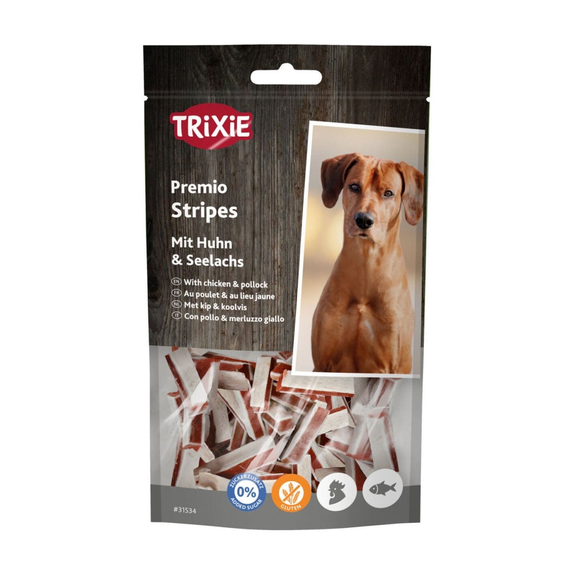 

Ласощі для собак Trixie Premio Fish Chicken Stripes з куркою та рибою, 75 г