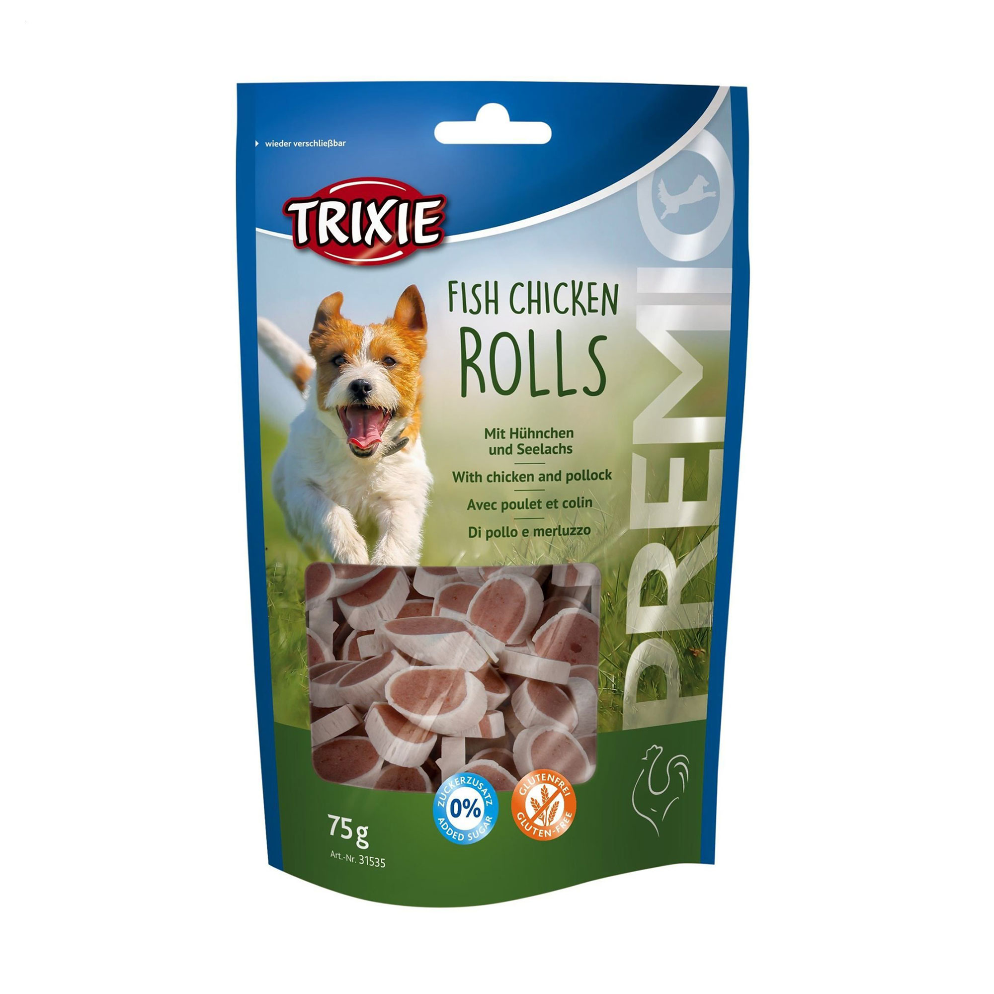 

Ласощі для собак Trixie Premio Fish Chicken Rolls з куркою та минтаєм, 75 г