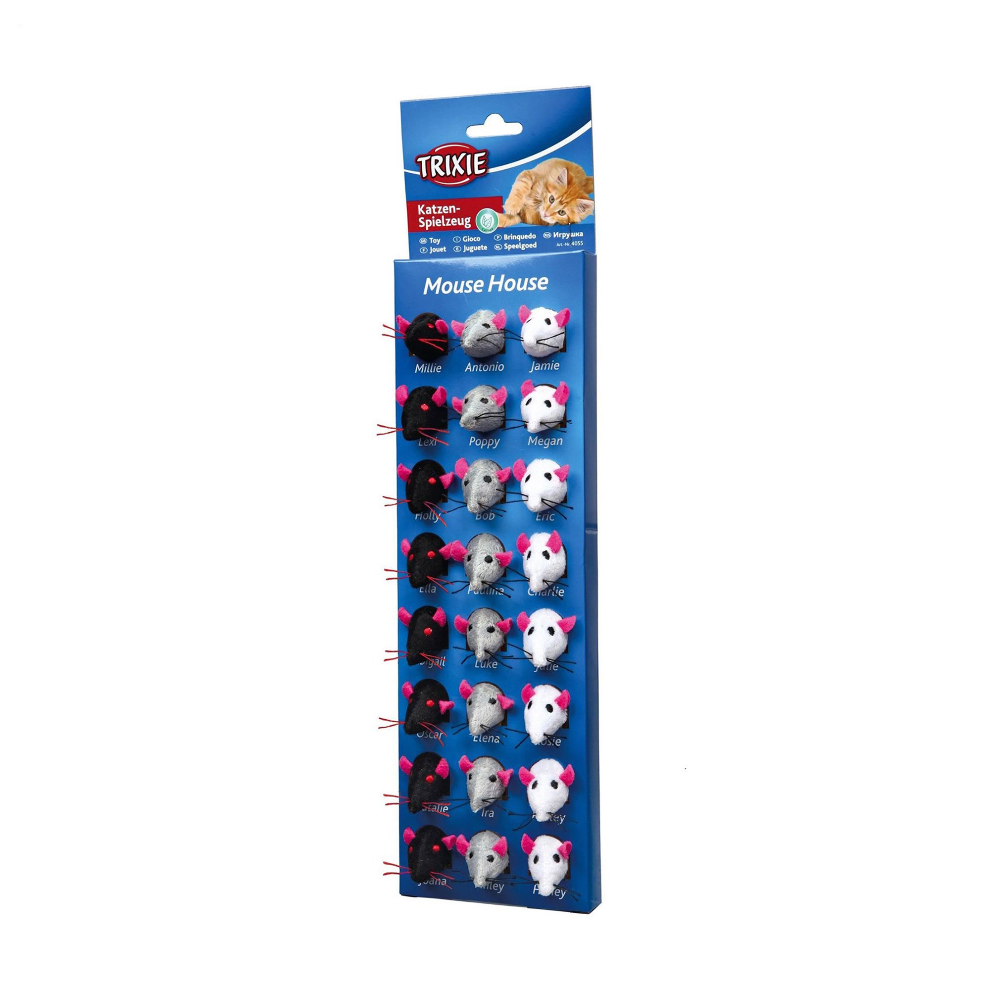 

Набір іграшок для кішок Trixie Mouse House Мишки плюшевІ, 5 см, 24 шт