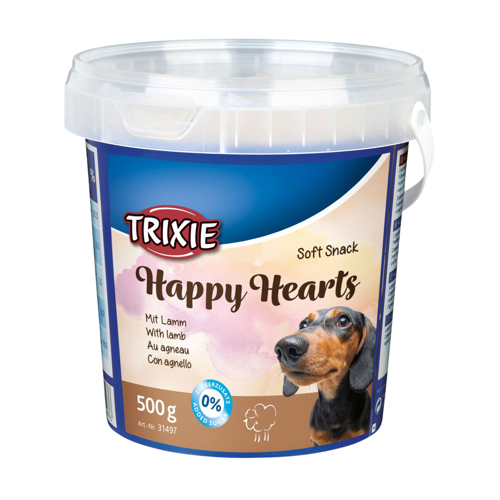 

Ласощі для собак Trixie Soft Snack Happy Hearts з ягням, 500 г