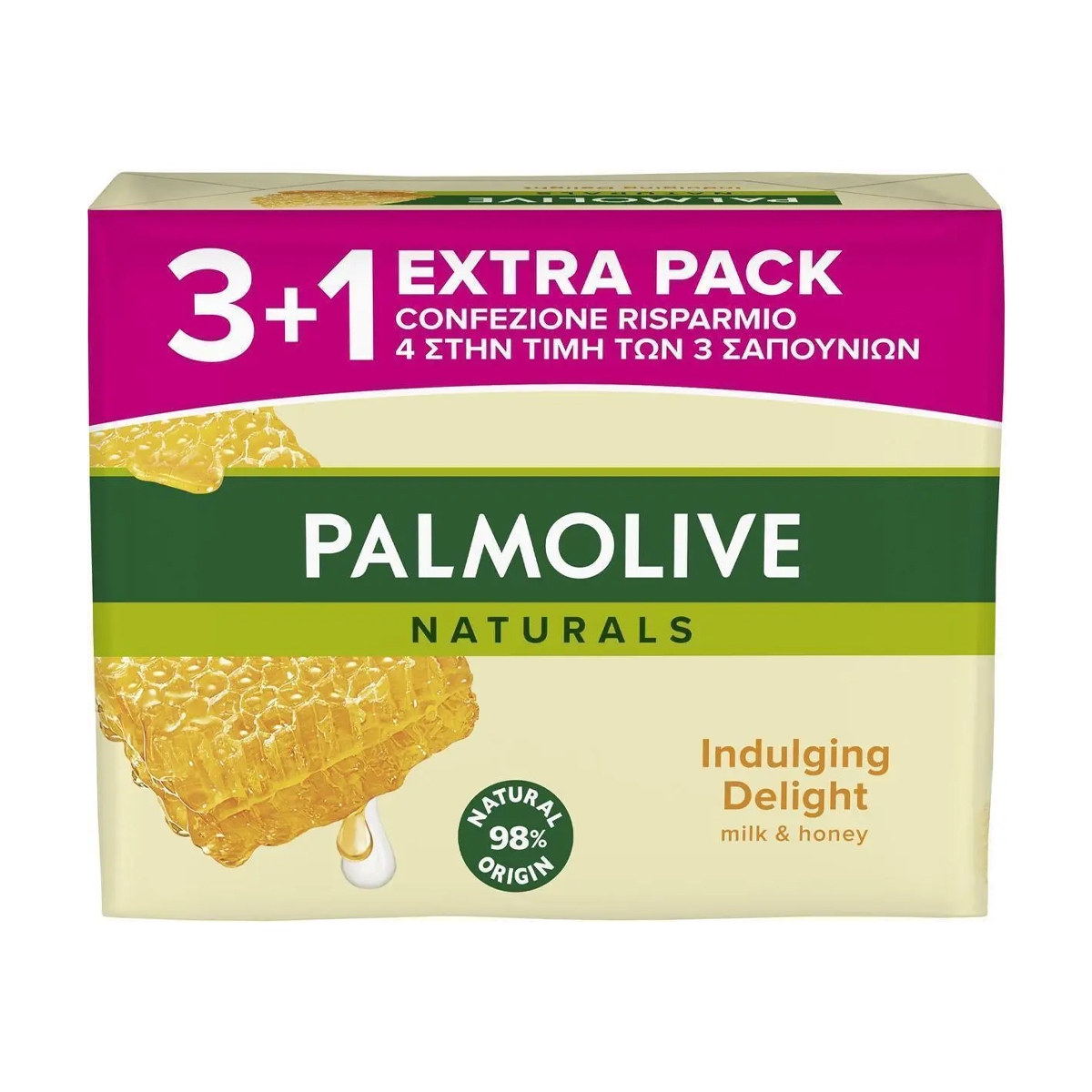 

Уцінка! Тверде мило Palmolive Naturals Молочко та мед, 4*90 г