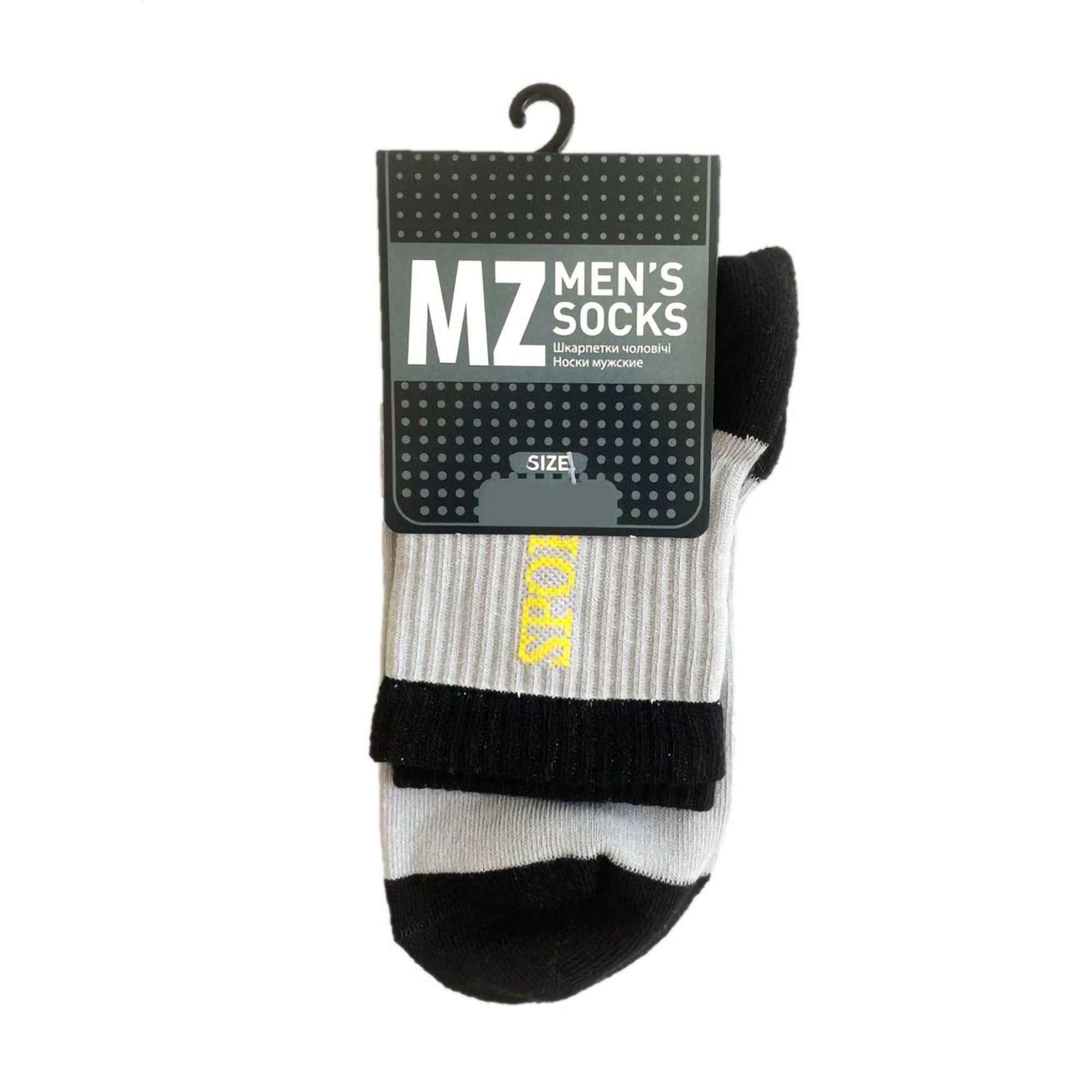 

Шкарпетки чоловічі Modna Zona RT1321-133 середні, спортивні, сіро-чорні, розмір 43-46